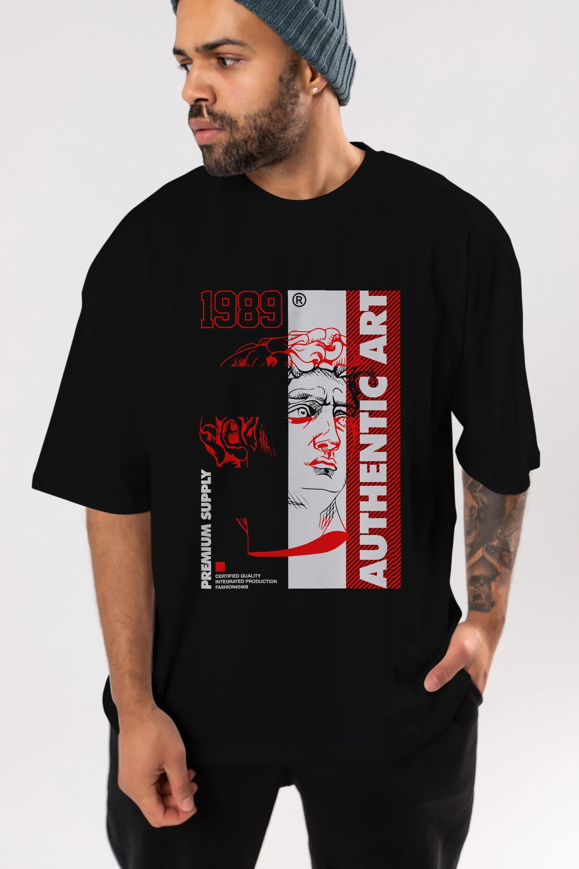 Authentic Art Ön Baskılı Oversize t-shirt Erkek Kadın Unisex