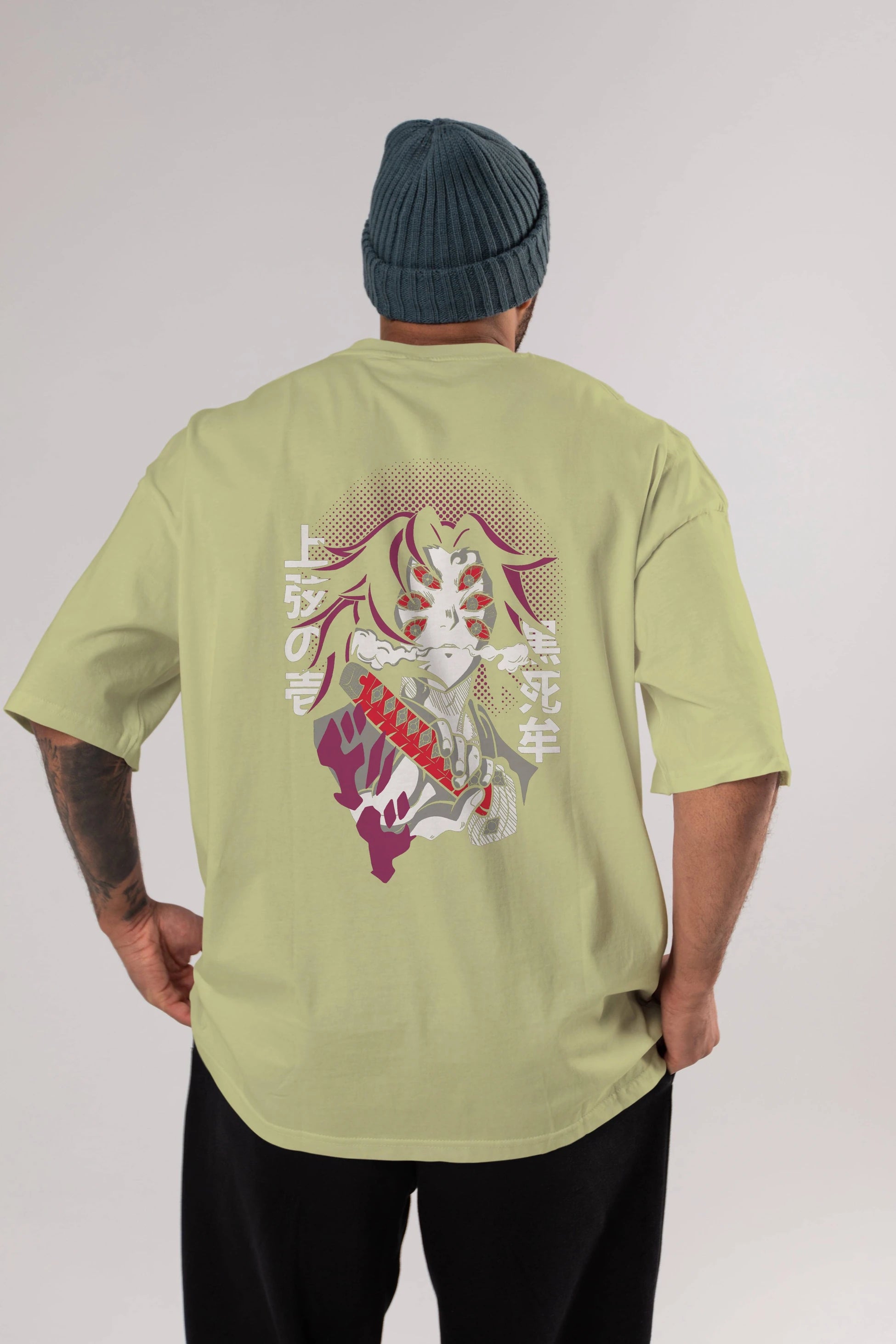 Kokushibo Anime Arka Baskılı Oversize t-shirt Erkek Kadın Unisex