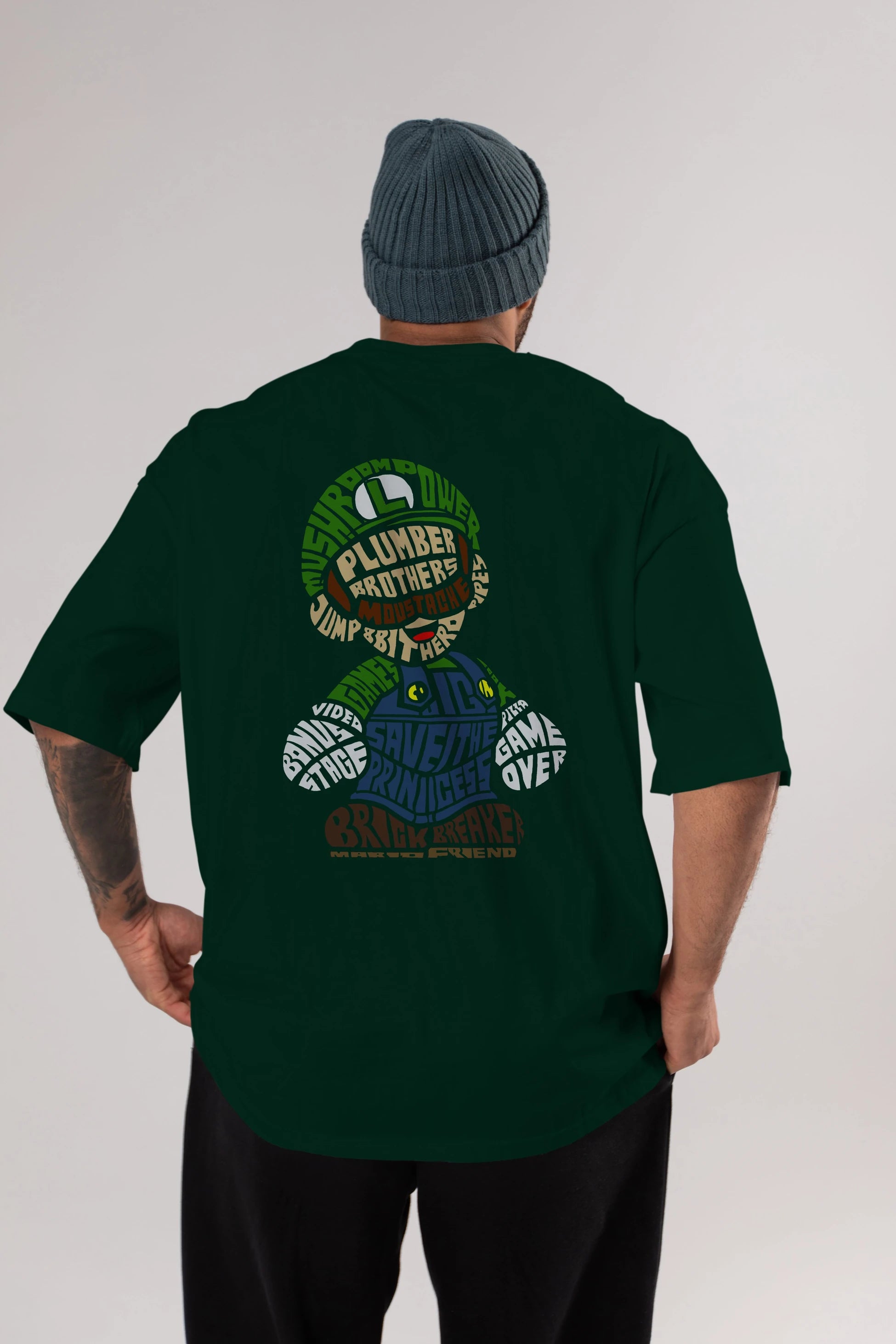 Plumber Brothers Arka Baskılı Oversize t-shirt %100 pamuk Erkek Kadın Unisex