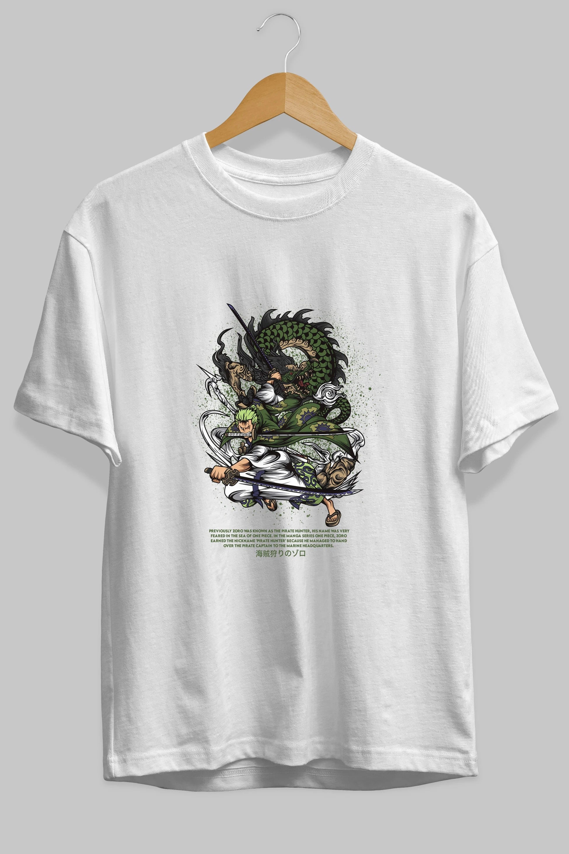 Zoro-ONE PIECE Anime Ön Baskılı Oversize t-shirt %100 pamuk Erkek Kadın Unisex