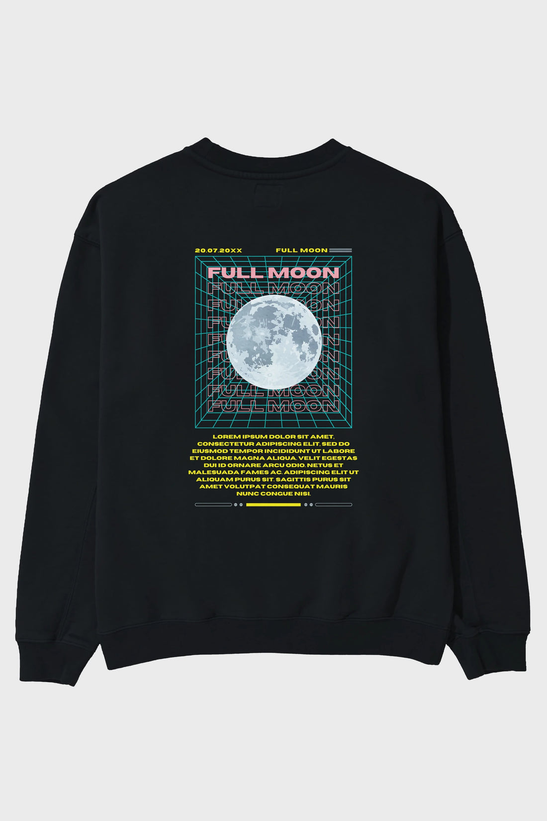 Full Moon Yazılı Arka Baskılı Oversize Sweatshirt Erkek Kadın Unisex