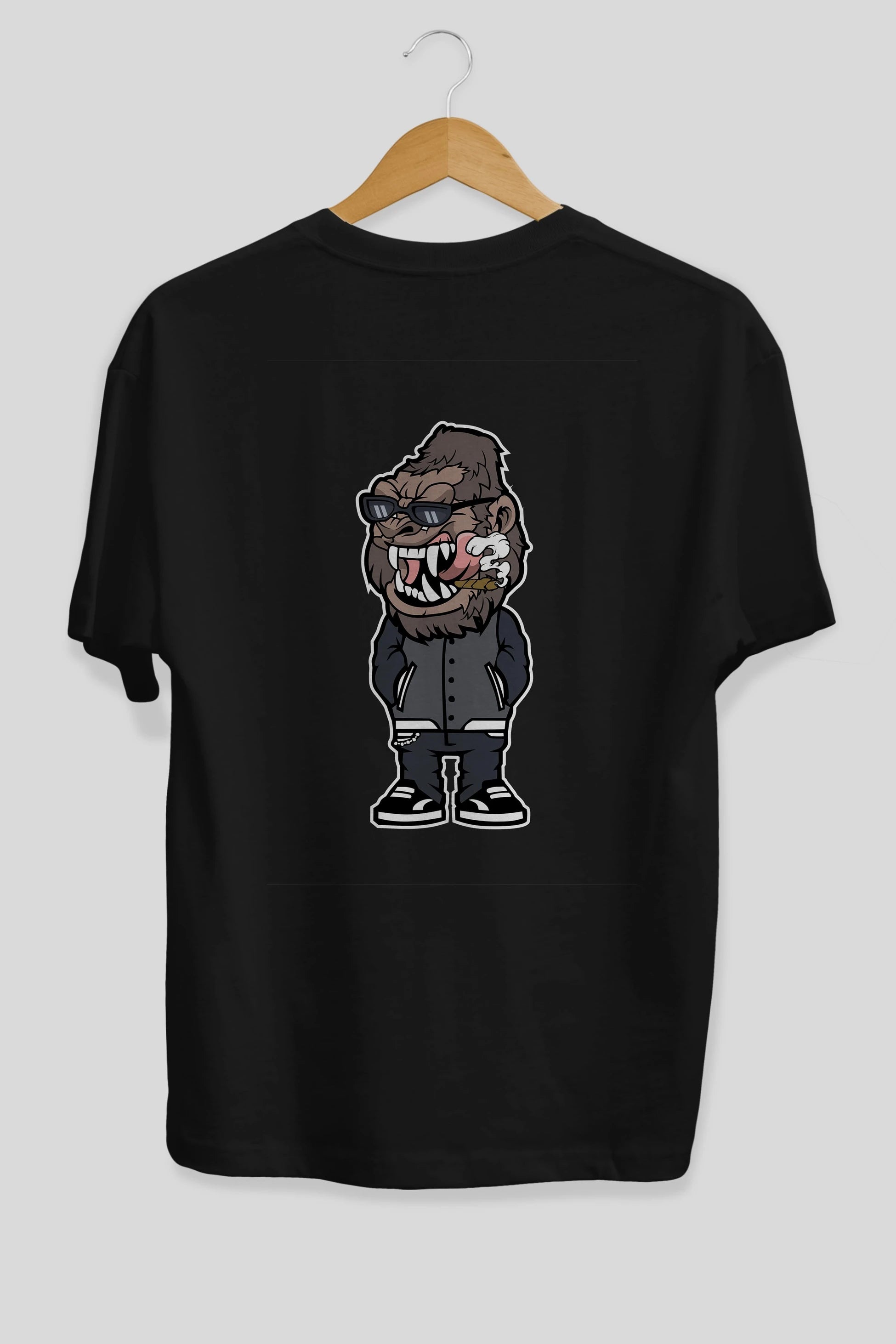 Gorilla Street Style Arka Baskılı Oversize t-shirt Erkek Kadın Unisex %100 Pamuk tişort