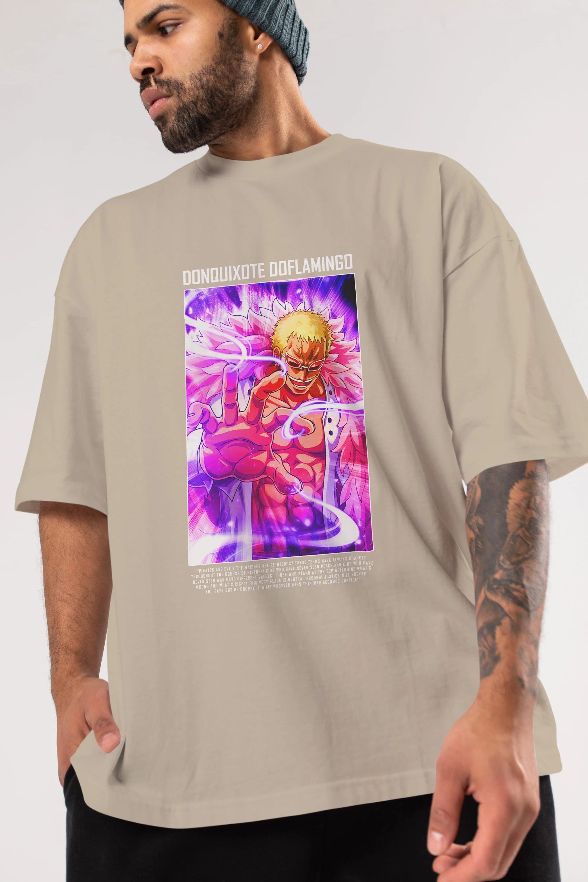 Doflamingo Anime Ön Baskılı Oversize t-shirt Erkek Kadın Unisex