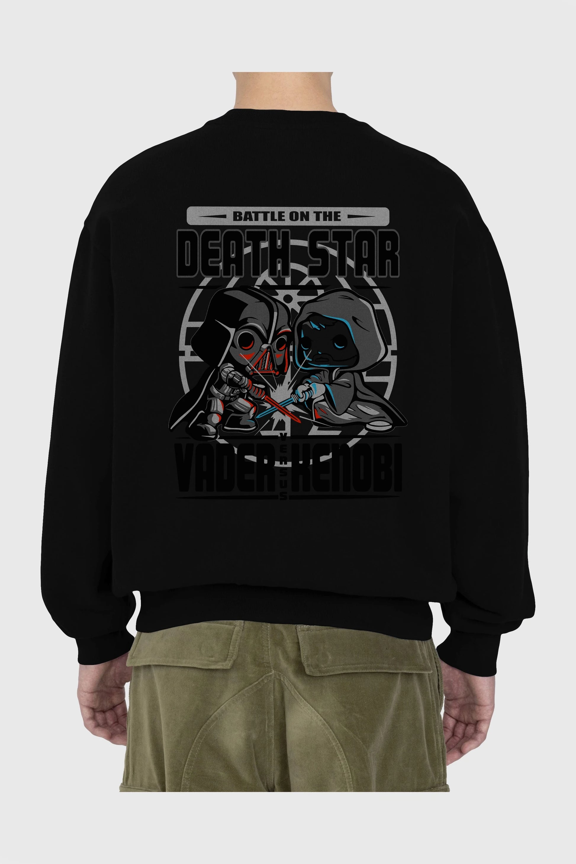 Vader Kenobi Arka Baskılı Oversize Sweatshirt Erkek Kadın Unisex