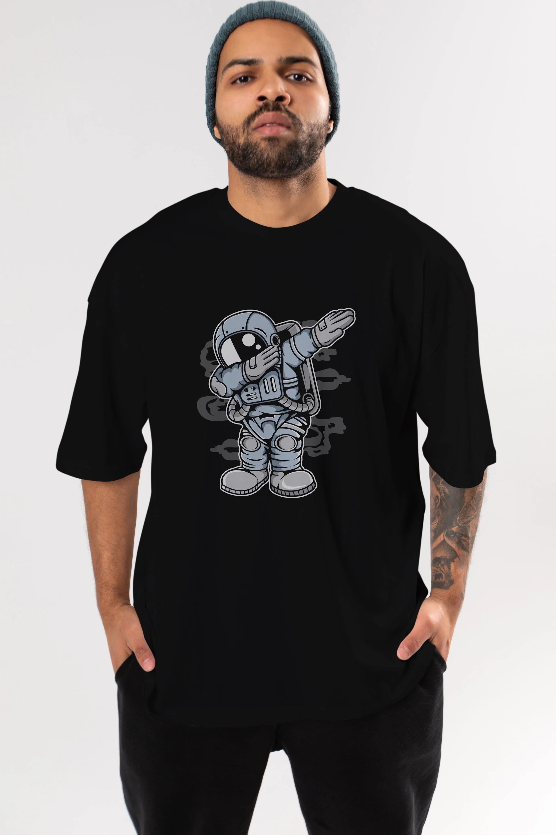 Astronaut Dab Ön Baskılı Oversize t-shirt Erkek Kadın Unisex