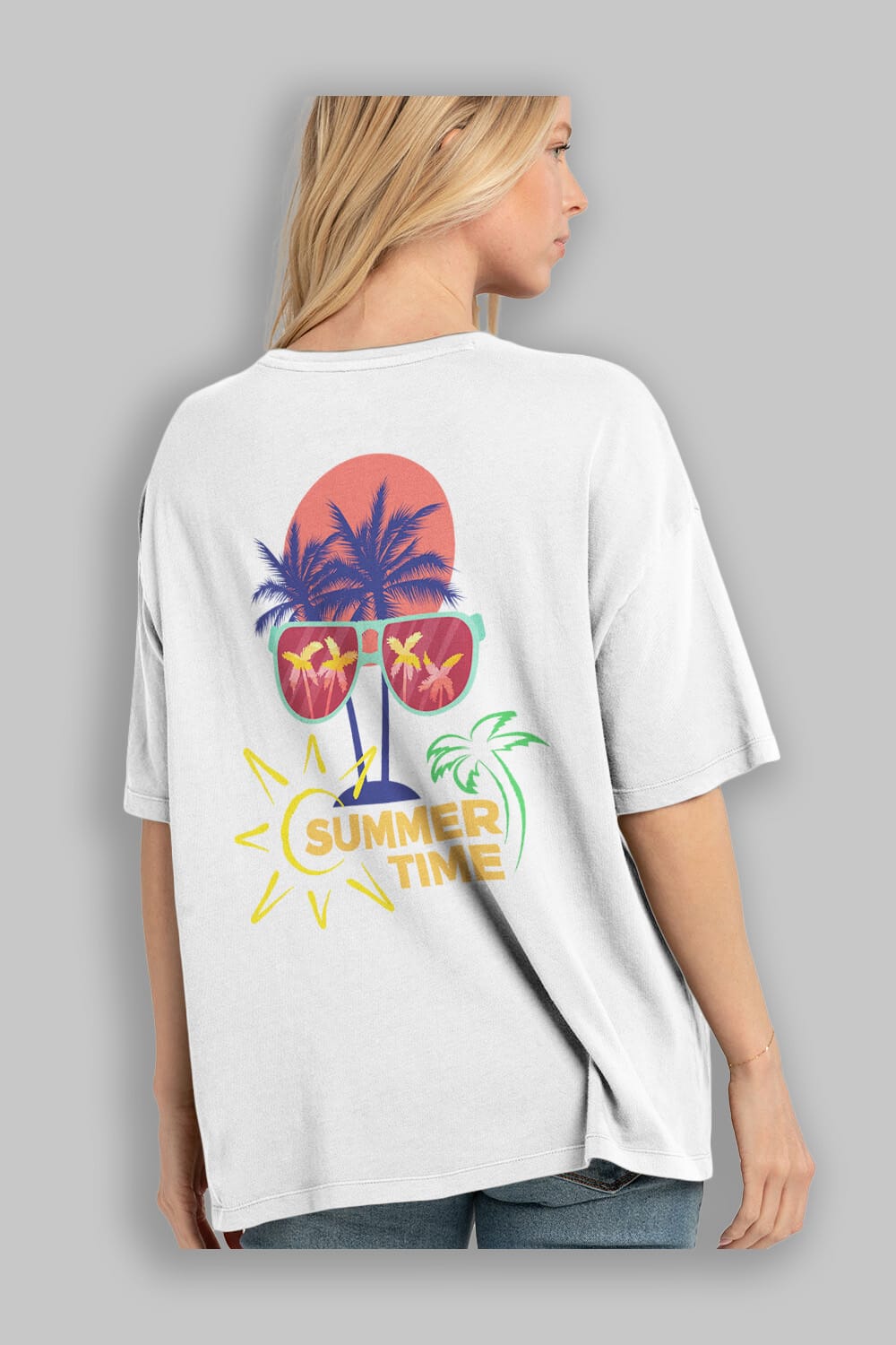 Summer Time Yazılı Arka Baskılı Oversize t-shirt Erkek Kadın Unisex