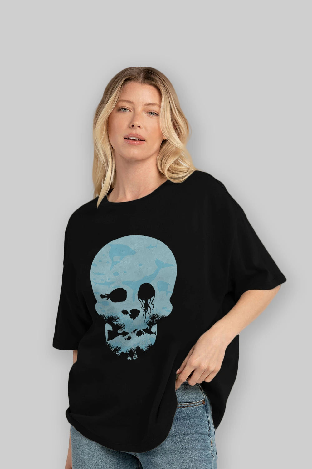 Dead Sea Ön Baskılı Oversize t-shirt %100 pamuk Erkek Kadın Unisex