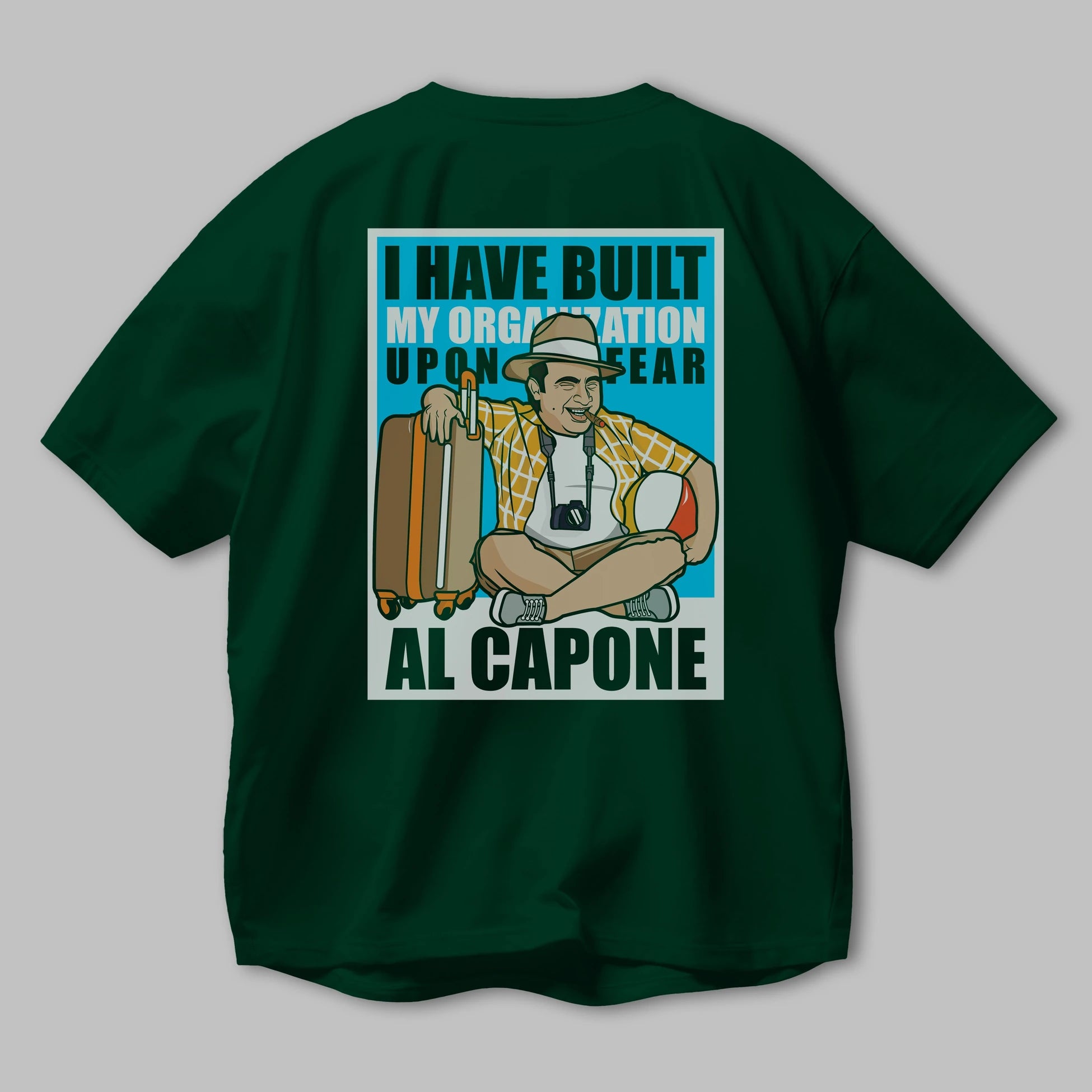 Al Capone Holiday Arka Baskılı Oversize t-shirt Erkek Kadın Unisex %100 Pamuk tişort