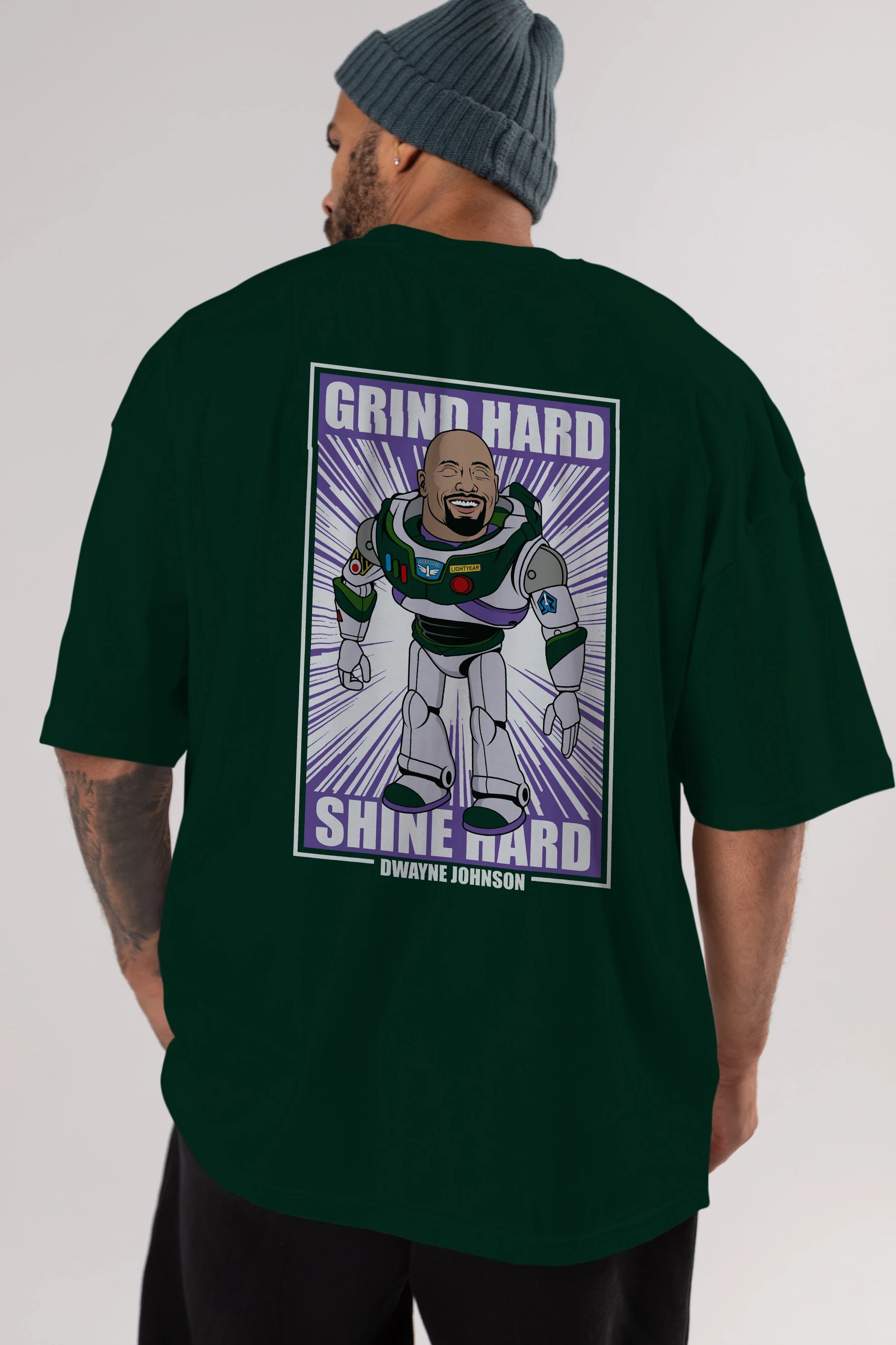 Dwayne Johnson Buzz Lightyear Arka Baskılı Oversize t-shirt Erkek Kadın Unisex %100 Pamuk tişort
