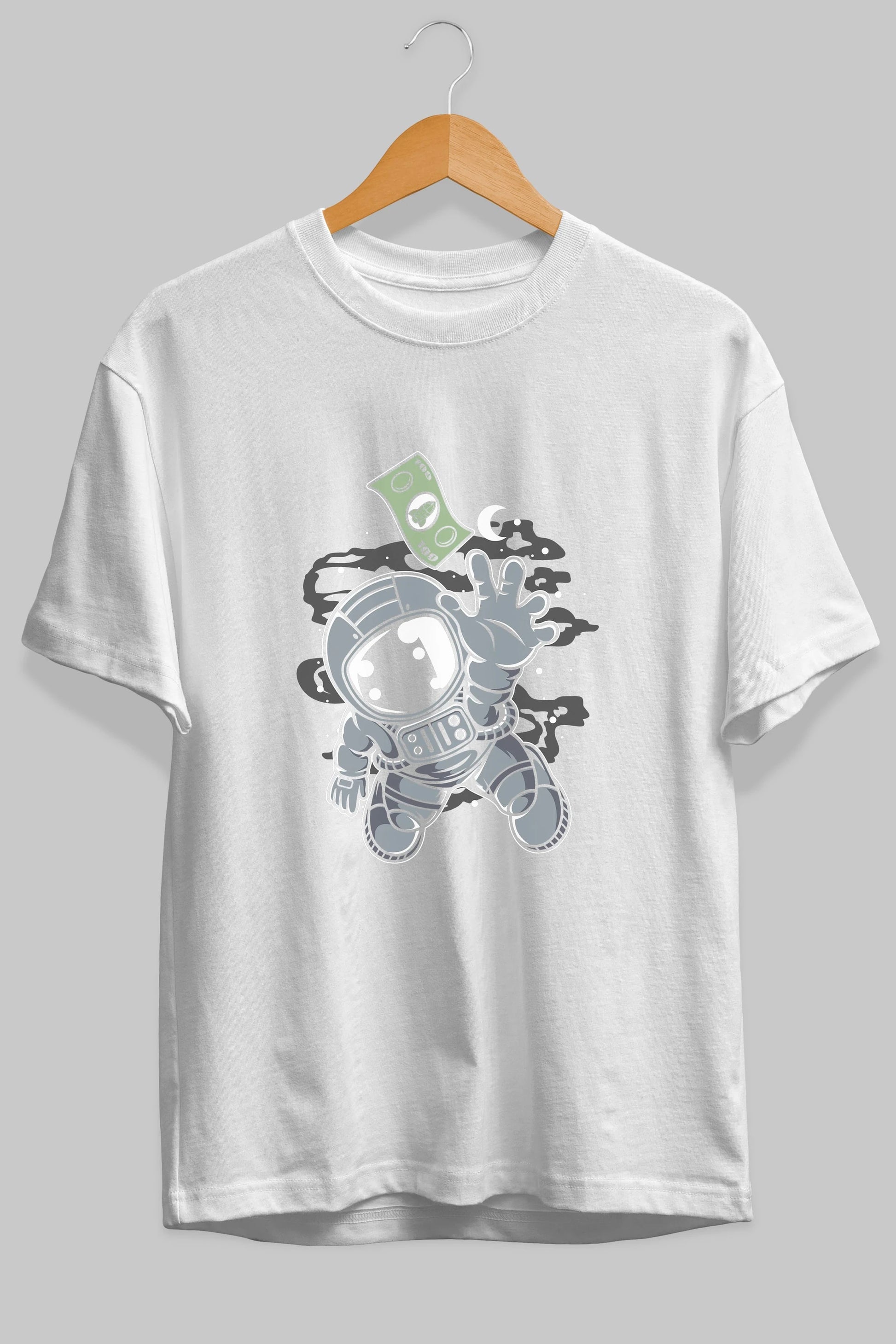 Astronaut Dollar Ön Baskılı Oversize t-shirt Erkek Kadın Unisex