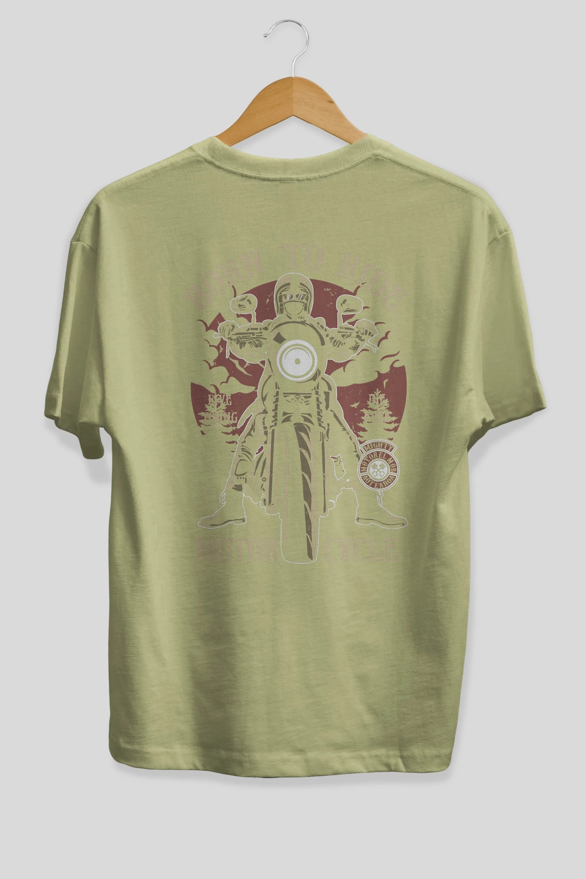 Born To Ride Arka Baskılı Oversize t-shirt Erkek Kadın Unisex %100 Pamuk