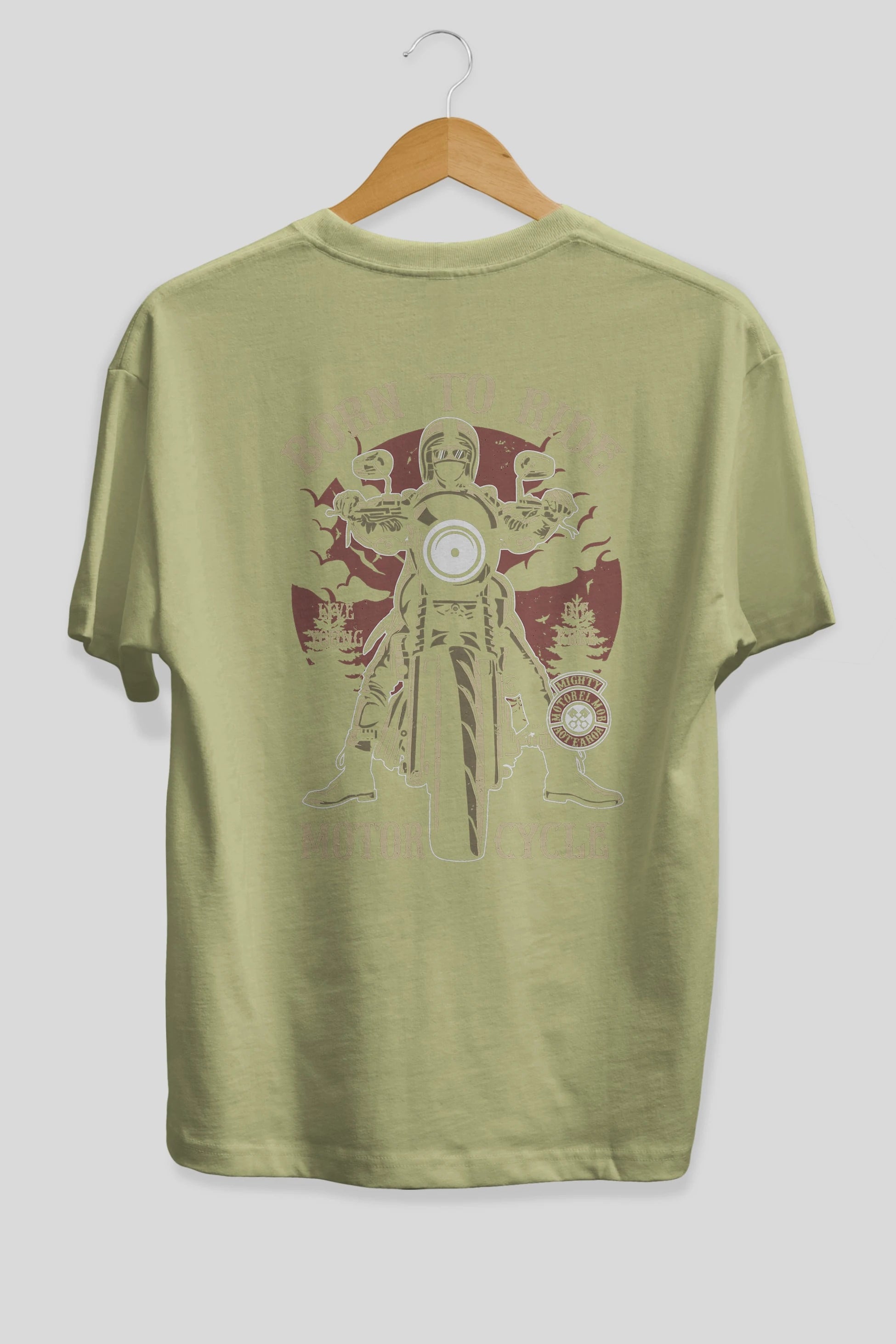 Born To Ride Arka Baskılı Oversize t-shirt Erkek Kadın Unisex %100 Pamuk