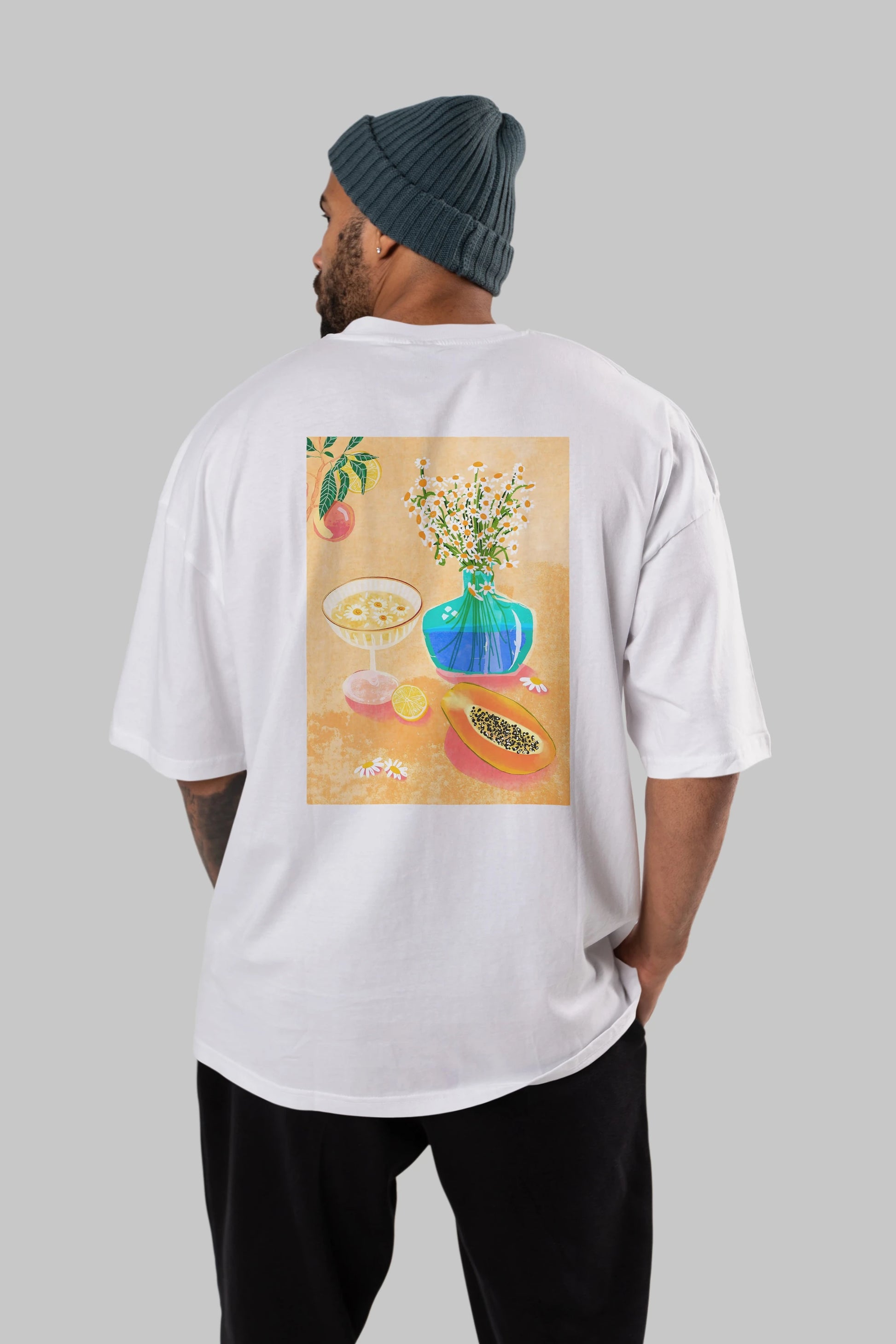 Cheers 2 Arka Baskılı Oversize t-shirt Erkek Kadın Unisex %100 Pamuk Bisiklet Yaka tişort