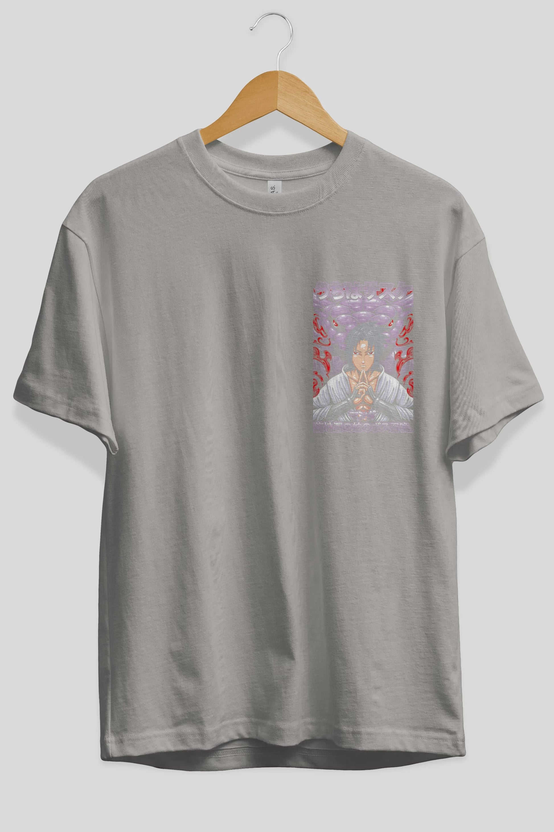 NARUTO SASUKE UCHIHA Ön Sol Baskılı Oversize t-shirt Erkek Kadın Unisex %100 Pamuk Bisiklet Yaka tişort