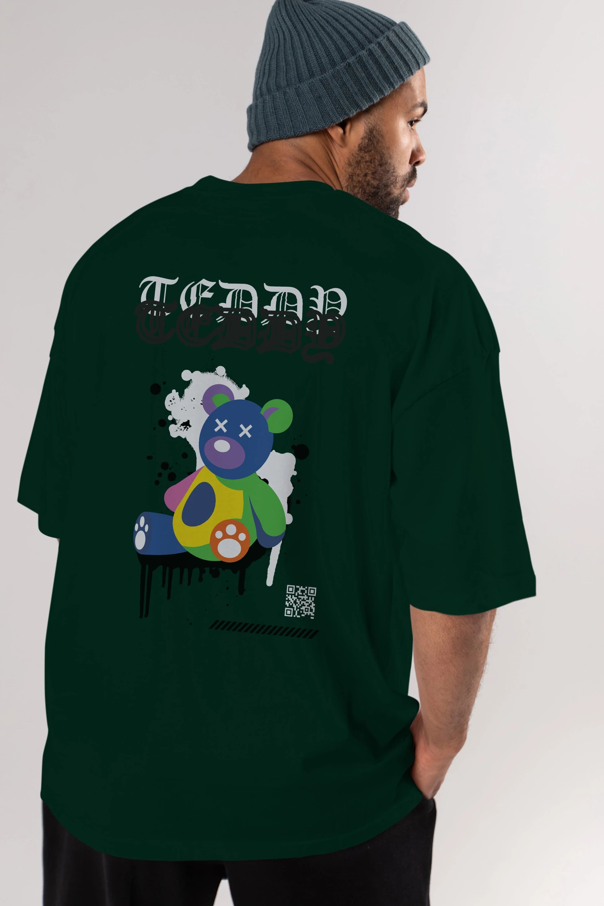 Teddy Bear Arka Baskılı Oversize t-shirt Erkek Kadın Unisex