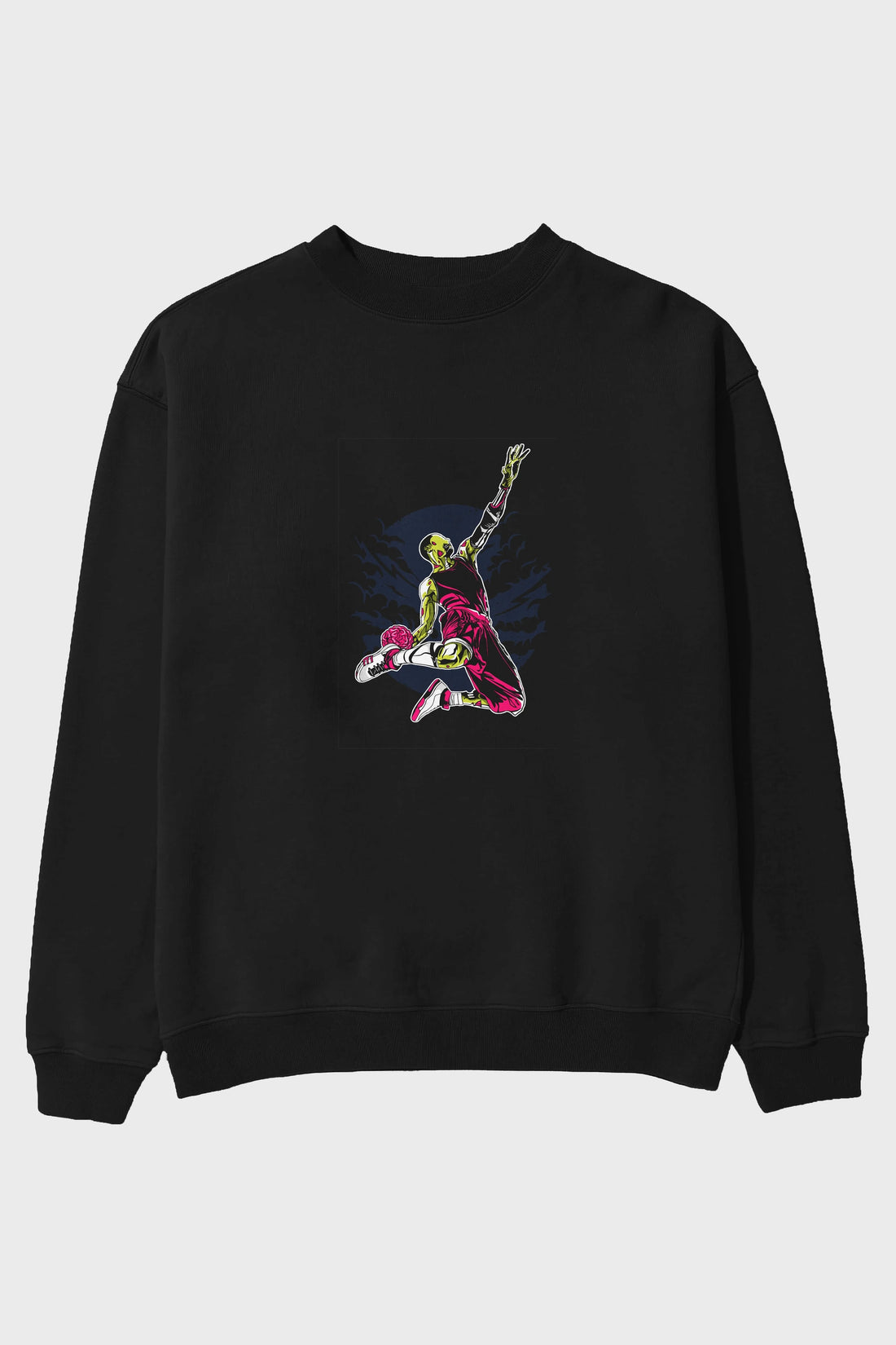Zombie Slam Dunk Ön Baskılı Oversize Sweatshirt Erkek Kadın Unisex