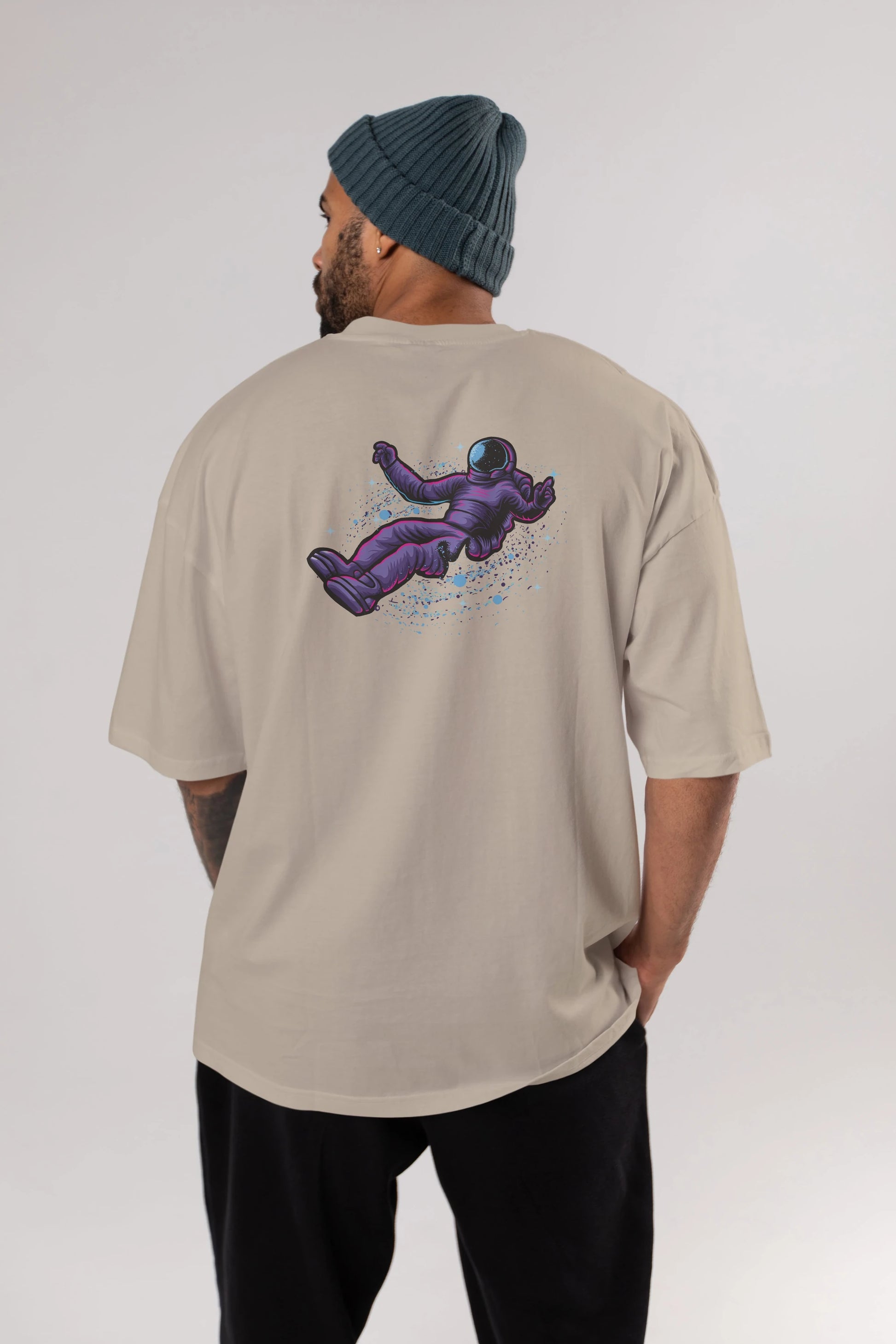 Having fun in outer space Arka Baskılı Oversize t-shirt Erkek Kadın Unisex