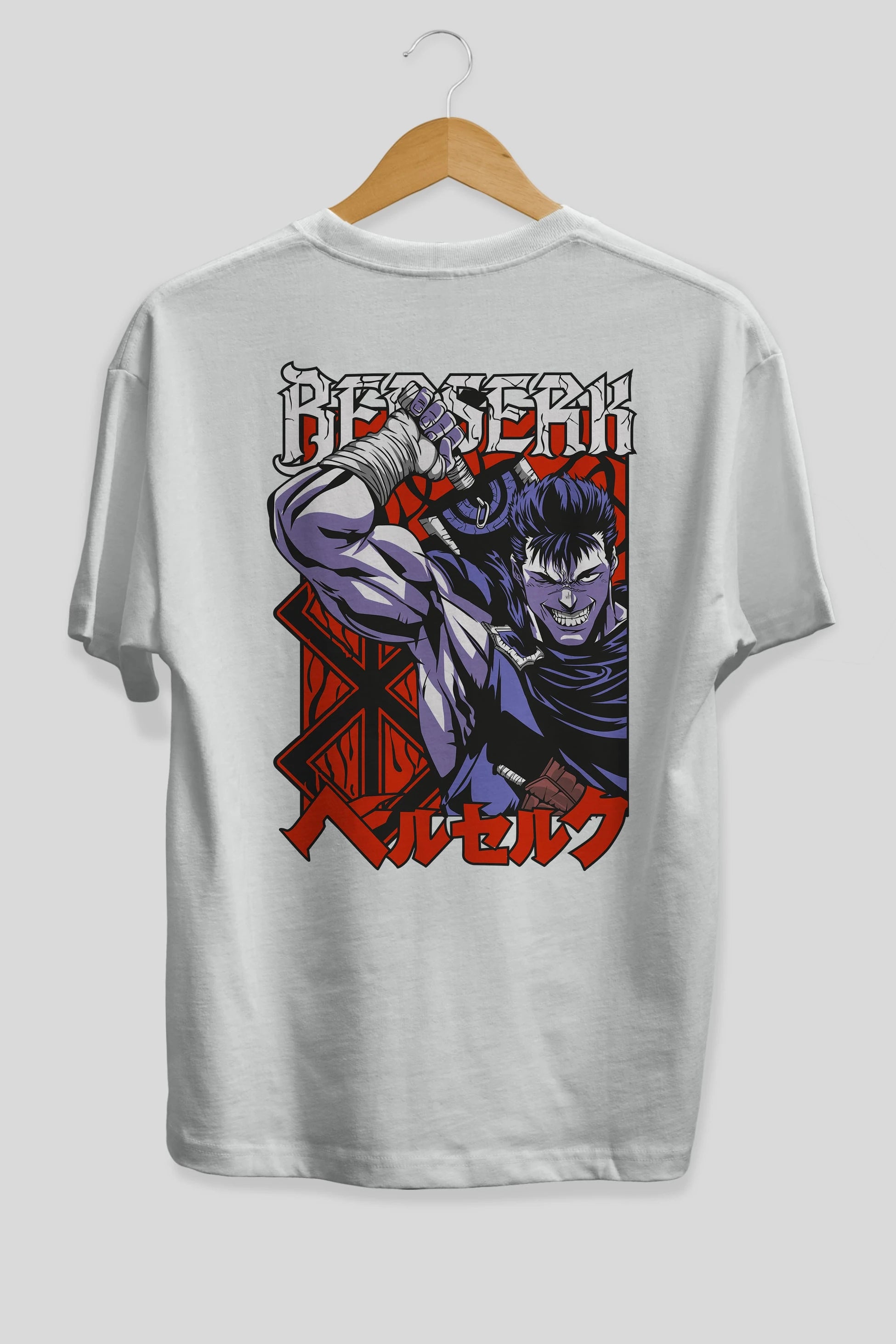 GUTS berserk Anime Arka Baskılı Oversize t-shirt Erkek Kadın Unisex