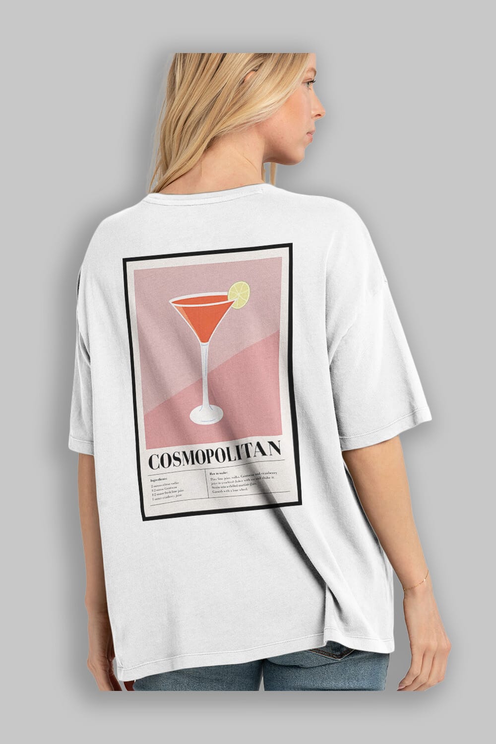 Cosmopolitan 3 Arka Baskılı Oversize t-shirt Erkek Kadın Unisex %100 Pamuk Bisiklet Yaka tişort