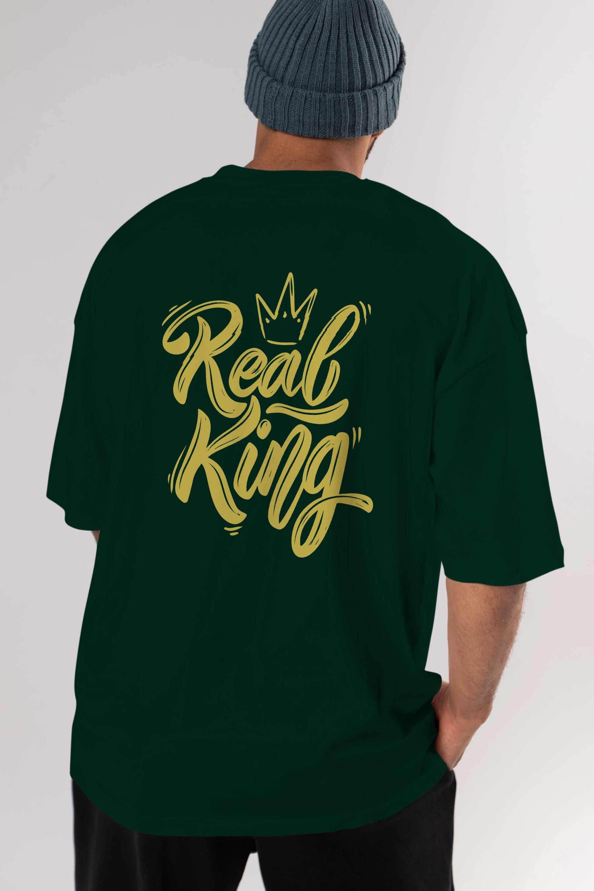 Real King Yazılı Arka Baskılı Oversize t-shirt Erkek Kadın Unisex