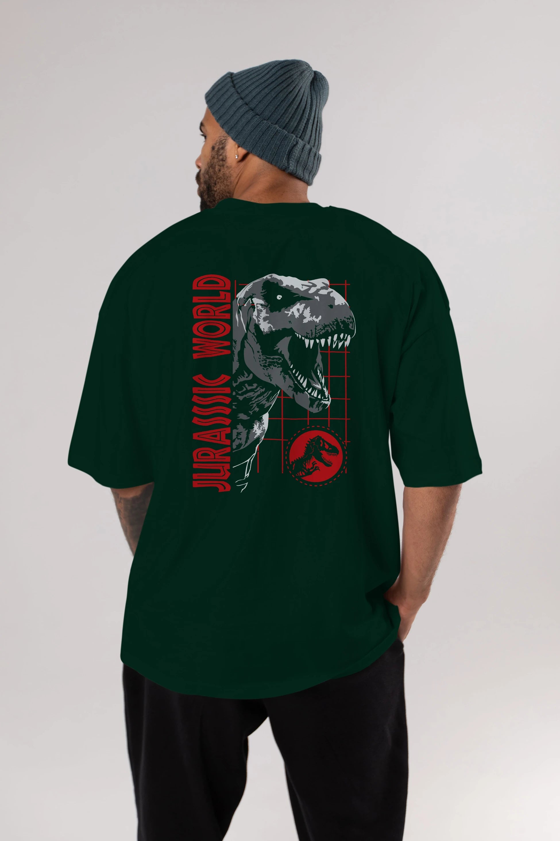 Jurassic Park (2) Arka Baskılı Oversize t-shirt Erkek Kadın Unisex %100 Pamuk Bisiklet Yaka tişort
