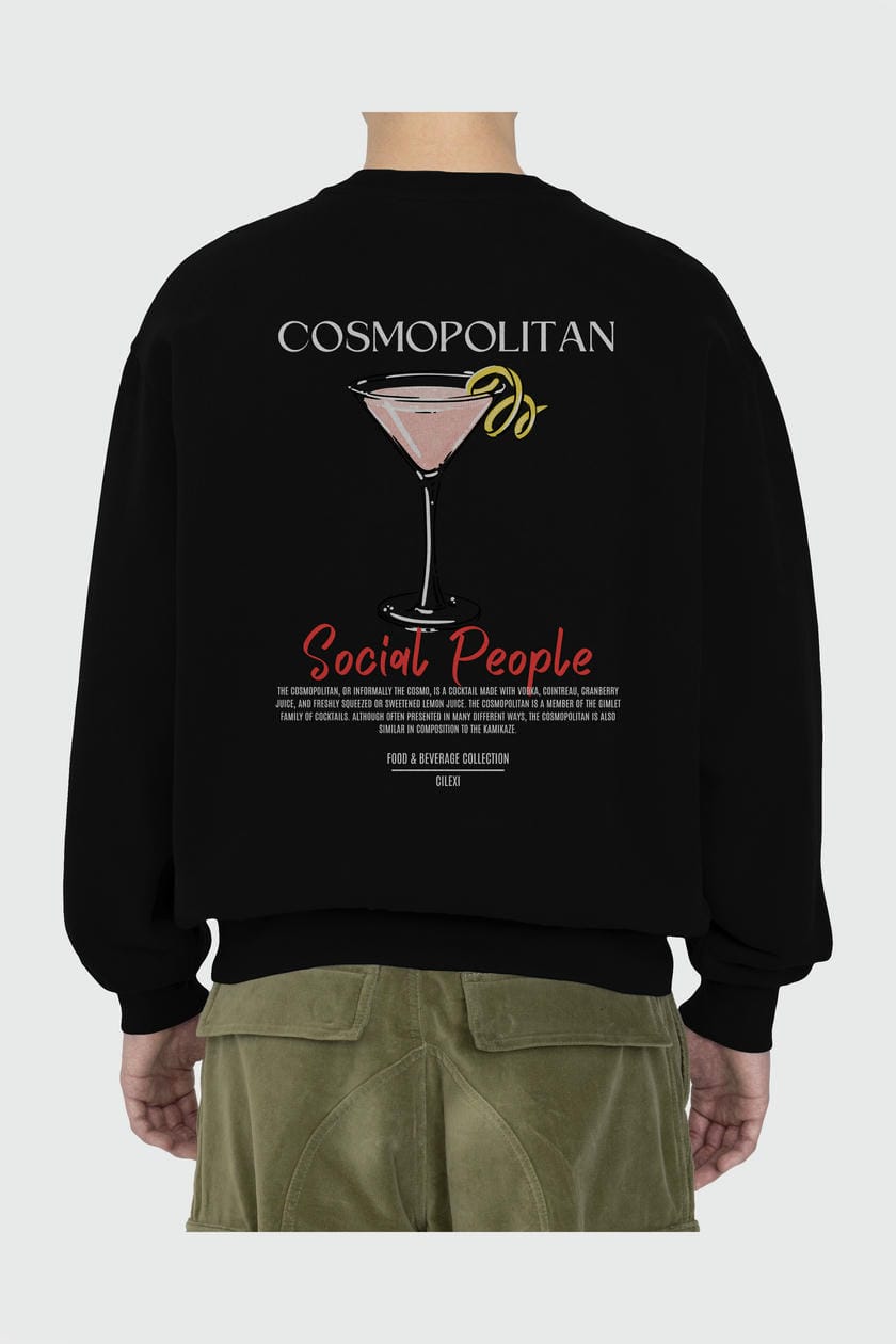 Cosmopolitan Arka Baskılı Oversize Sweatshirt Erkek Kadın Unisex