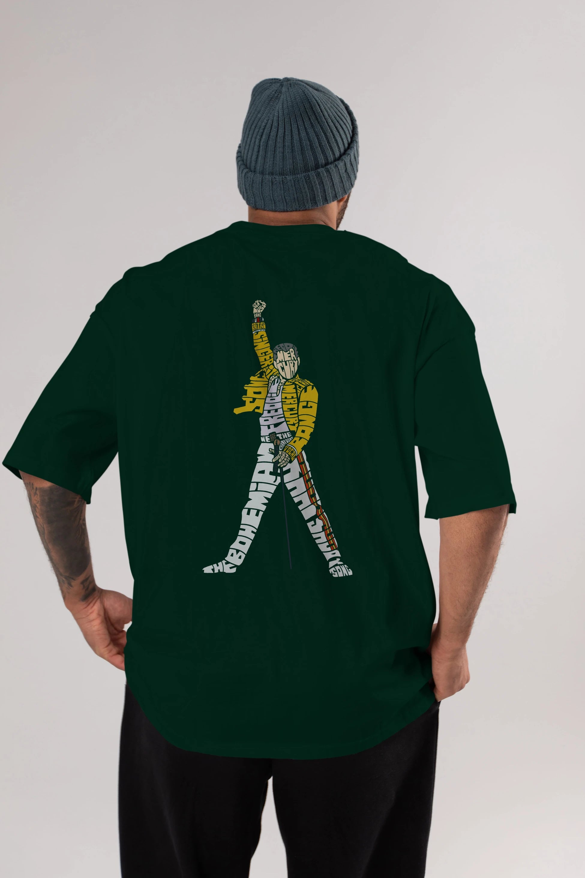 Freddy Mercury Arka Baskılı Oversize t-shirt %100 pamuk Erkek Kadın Unisex