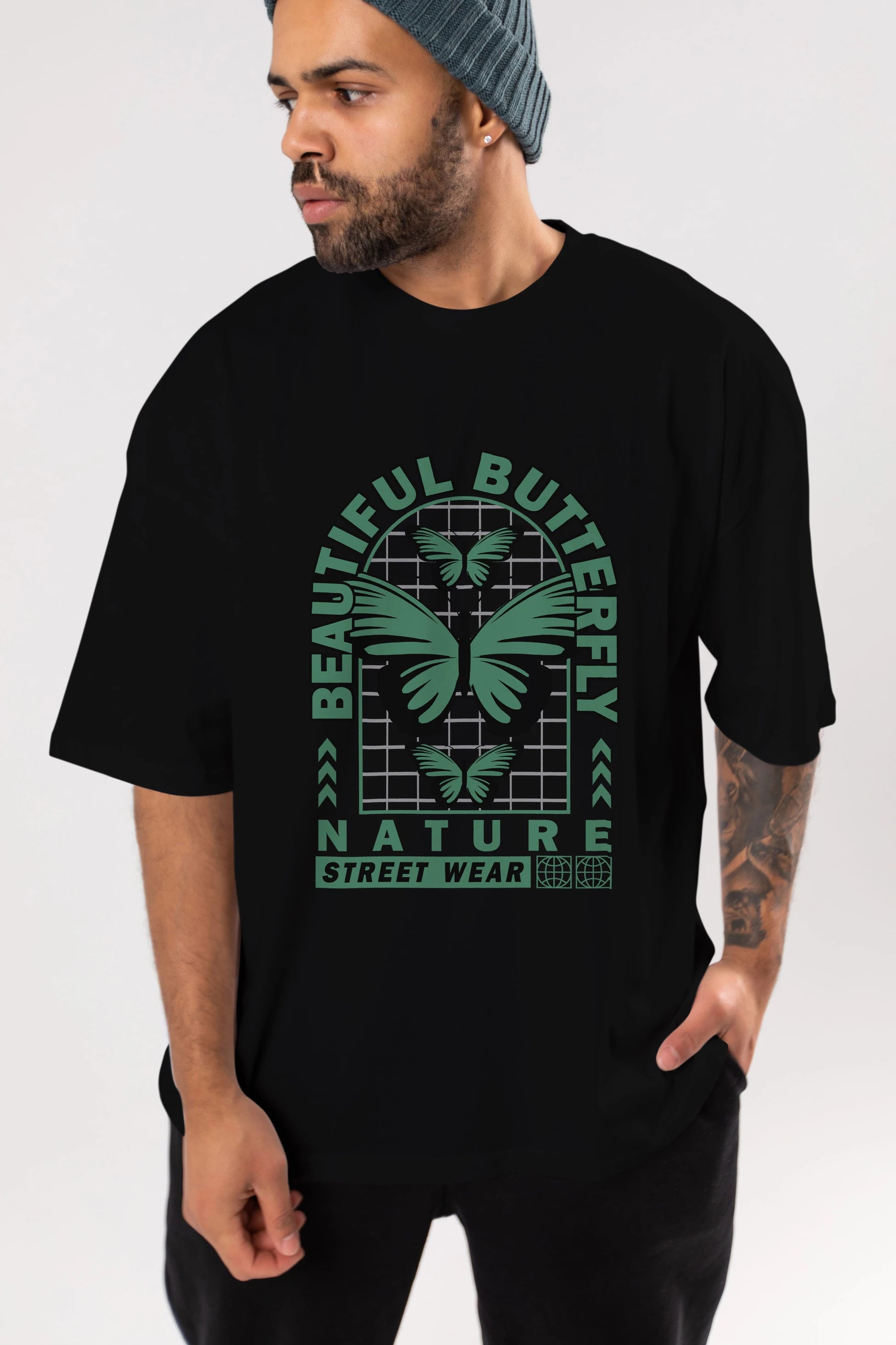 Beautiful Butterfly Ön Baskılı Oversize t-shirt Erkek Kadın Unisex