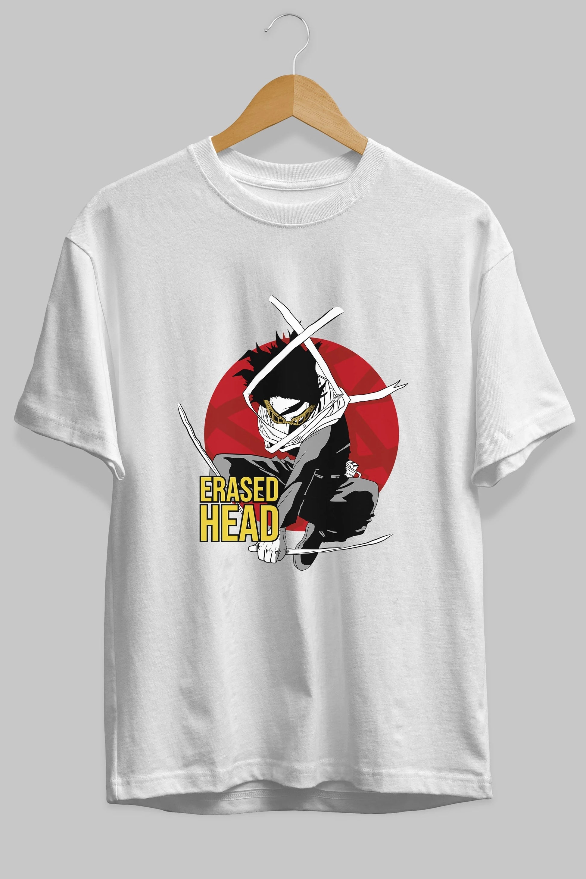 Erased Head Anime Ön Baskılı Oversize t-shirt %100 pamuk Erkek Kadın Unisex