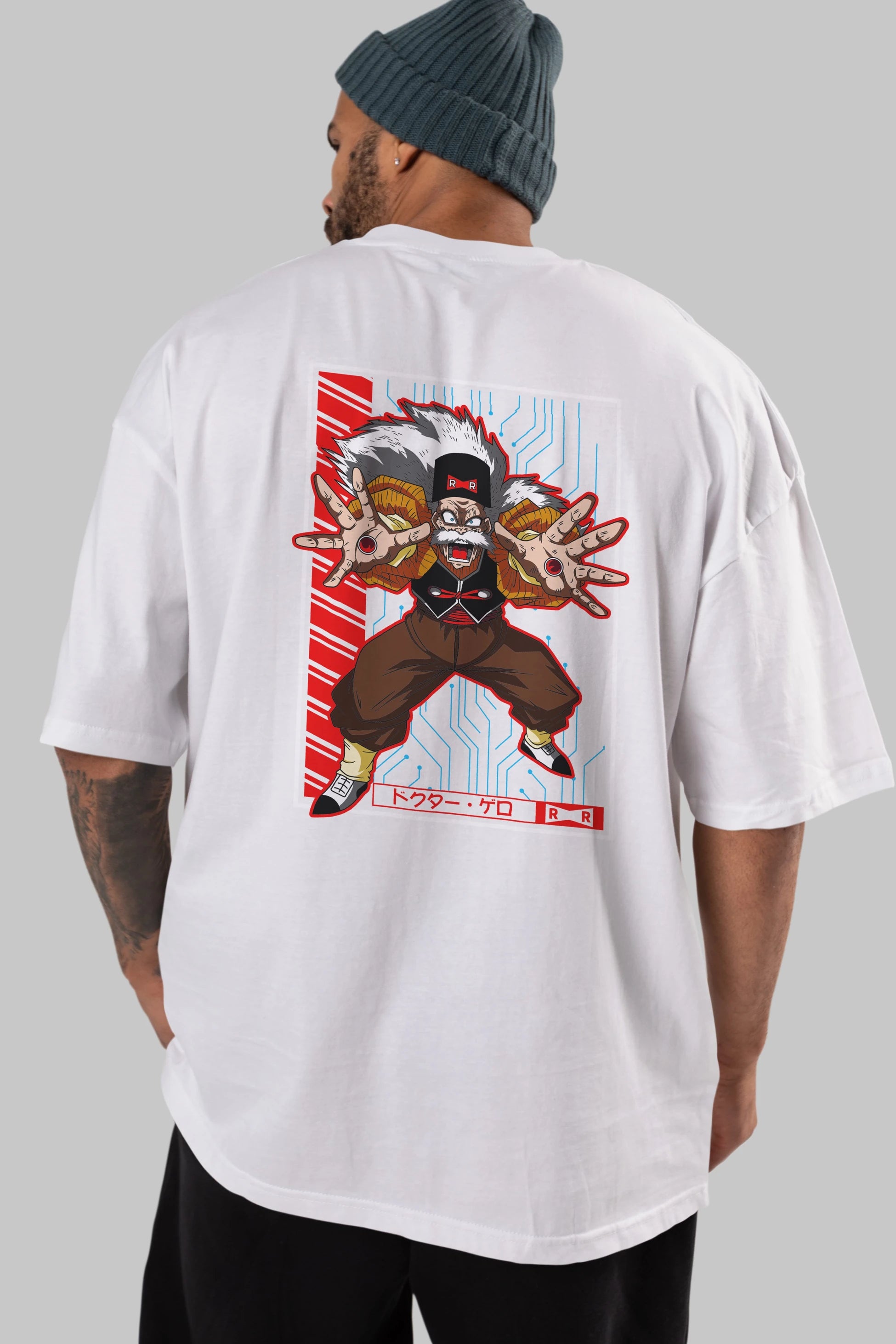 DragonBall DrMakigero Anime Arka Baskılı Oversize t-shirt Erkek Kadın Unisex