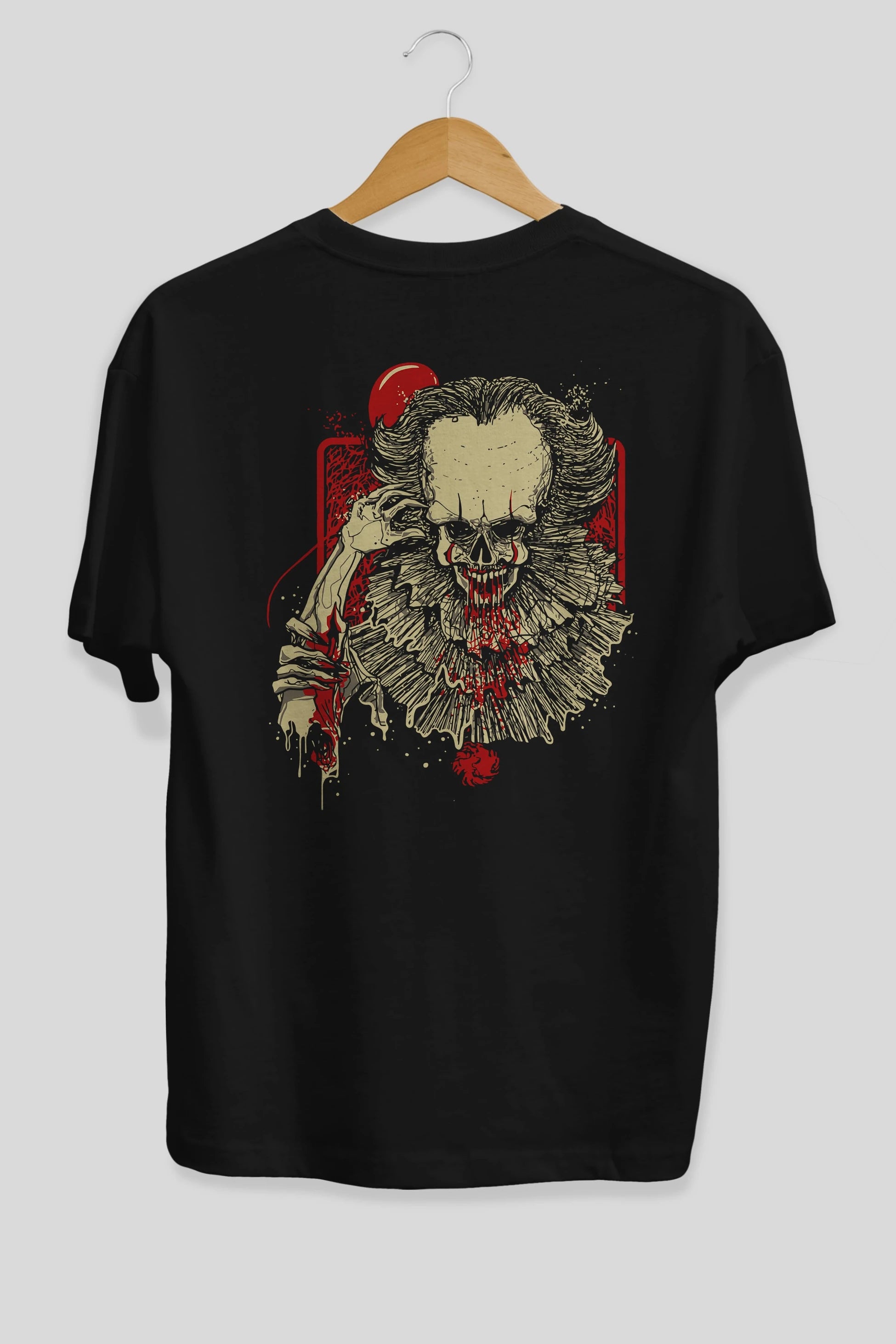 it (2) Arka Baskılı Oversize t-shirt Erkek Kadın Unisex %100 Pamuk Bisiklet Yaka tişort