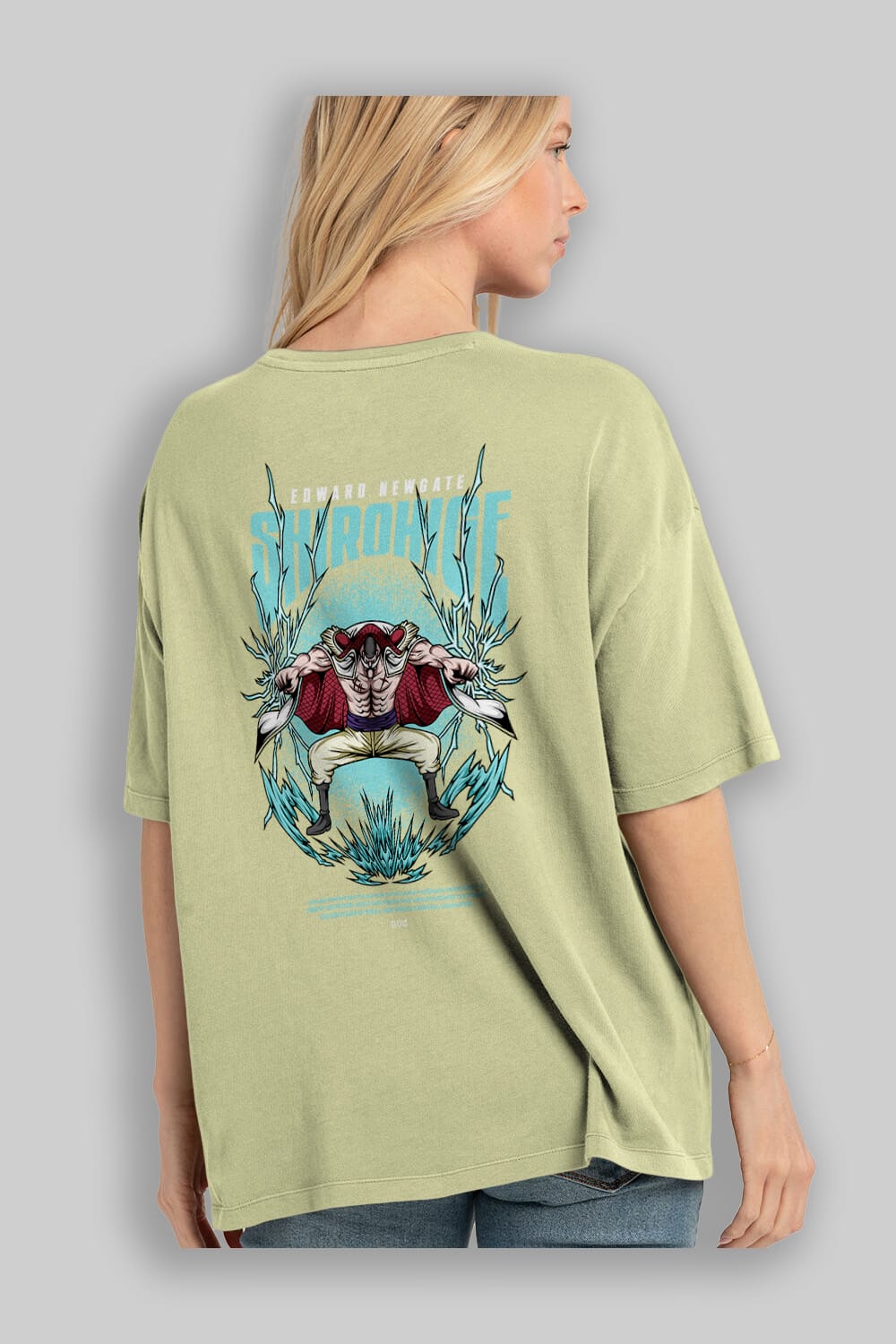 Shirohige Anime Arka Baskılı Oversize t-shirt Erkek Kadın Unisex