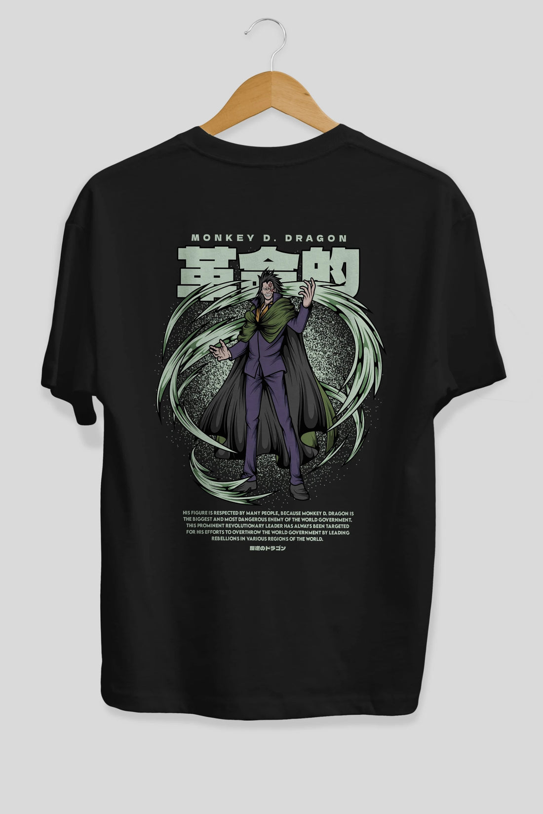 Monkey D. Dragon Anime Arka Baskılı Oversize t-shirt Erkek Kadın Unisex