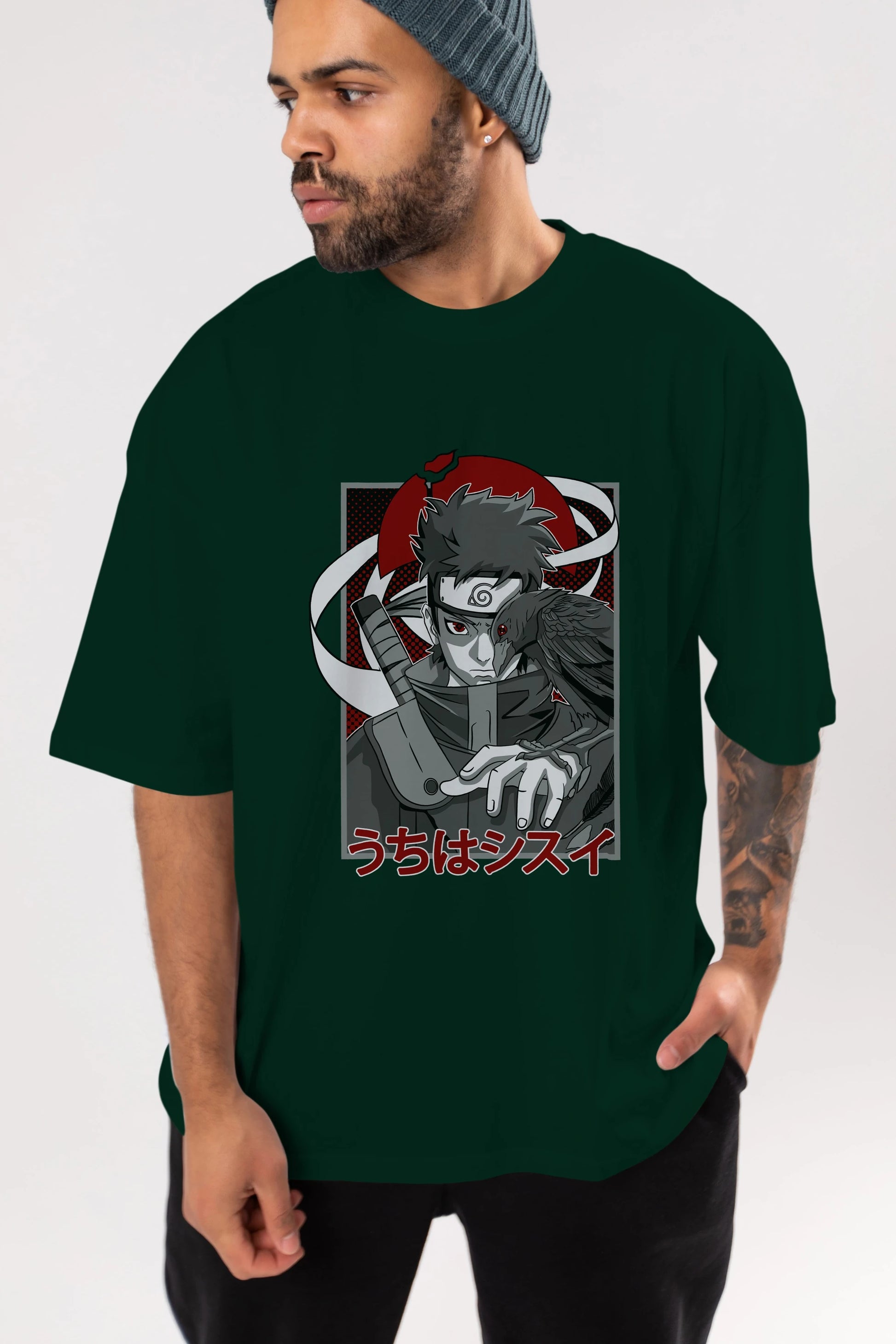 SHISUI UCHIHA NARUTO Anime Ön Baskılı Oversize t-shirt %100 pamuk Erkek Kadın Unisex