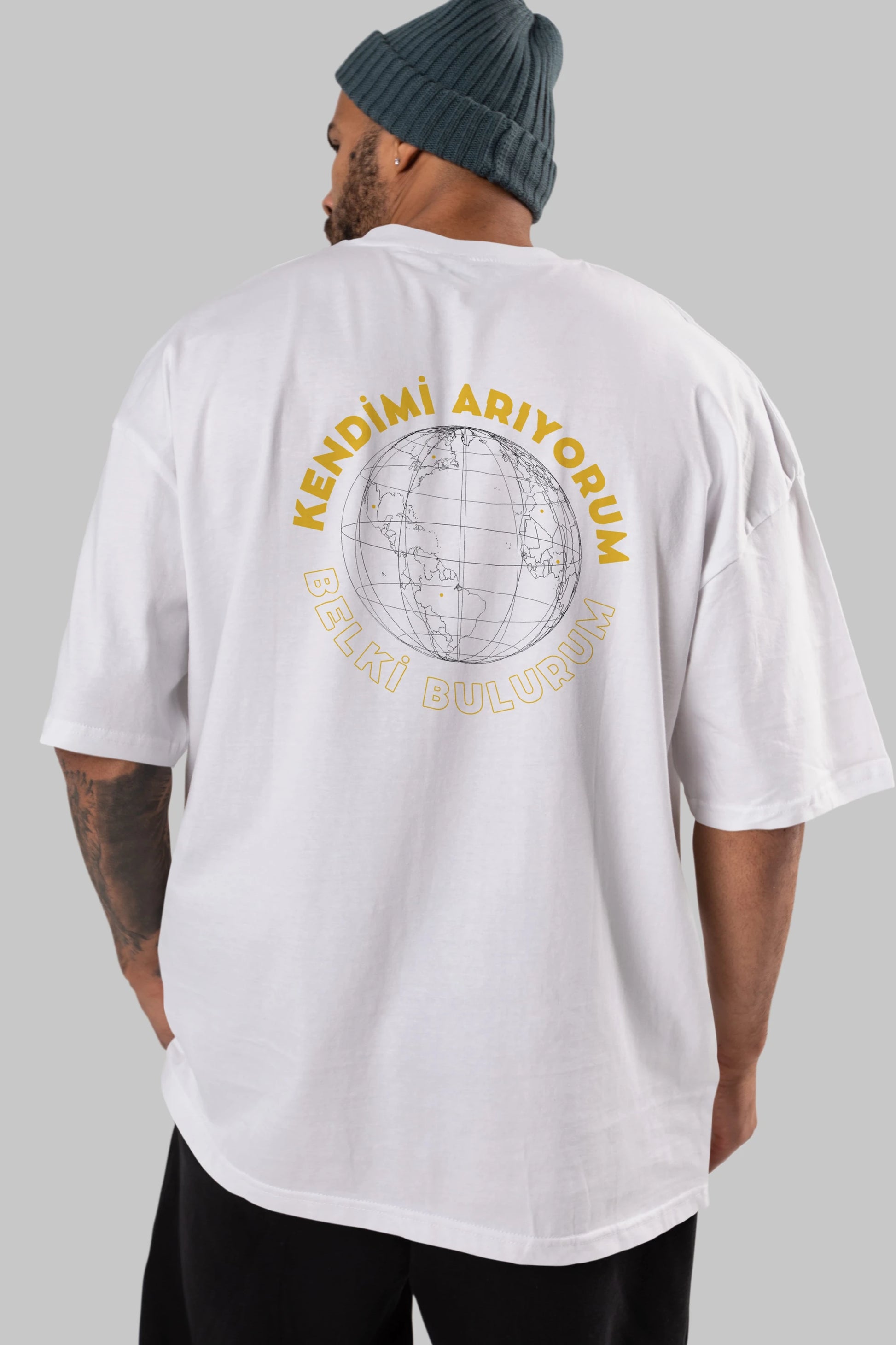 Kendimi Arıyorum Yazılı Arka Baskılı Oversize t-shirt Erkek Kadın Unisex