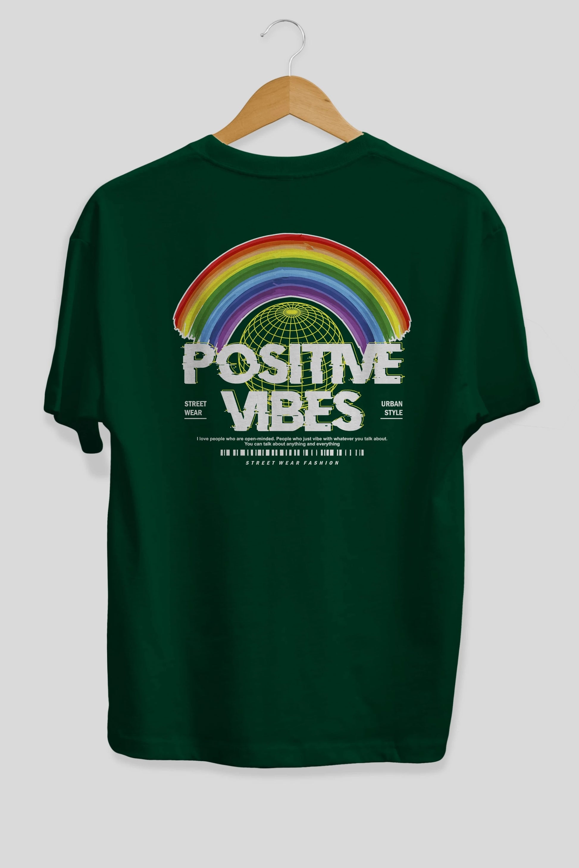 Positive Vibes Arka Baskılı Oversize t-shirt Erkek Kadın Unisex