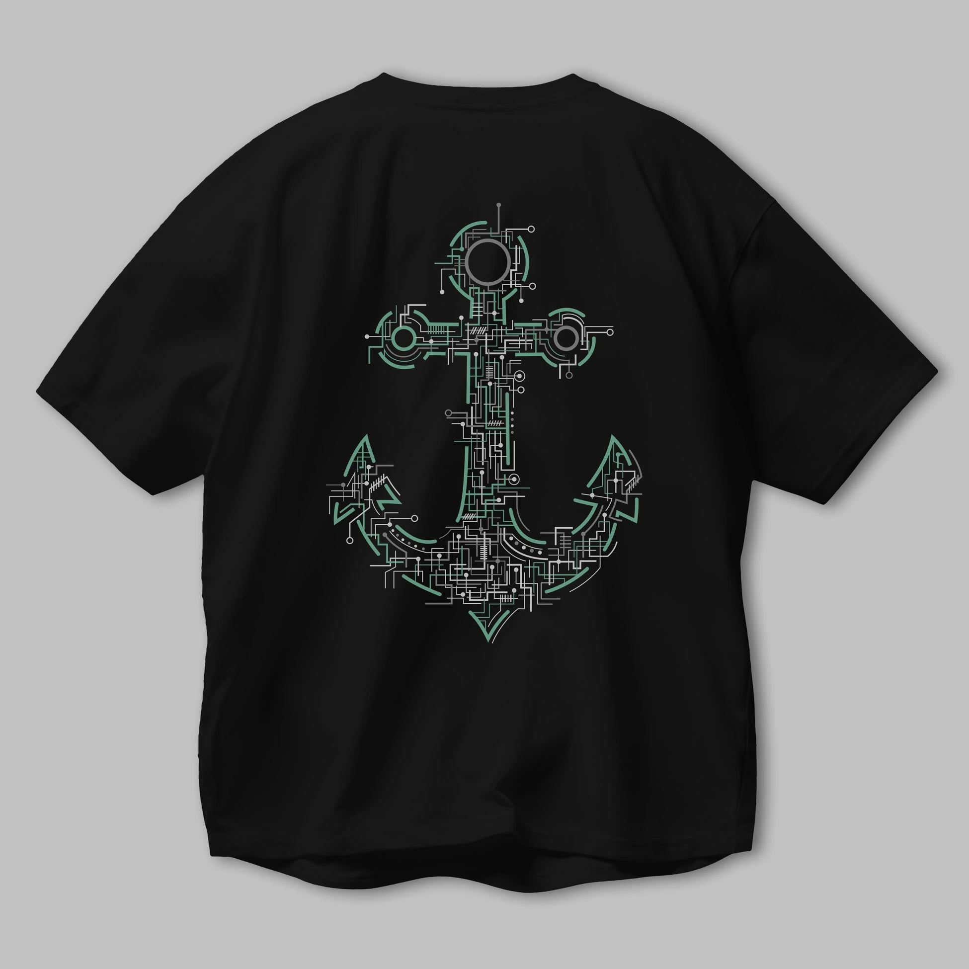 Electric Anchor Arka Baskılı Oversize t-shirt %100 pamuk Erkek Kadın Unisex