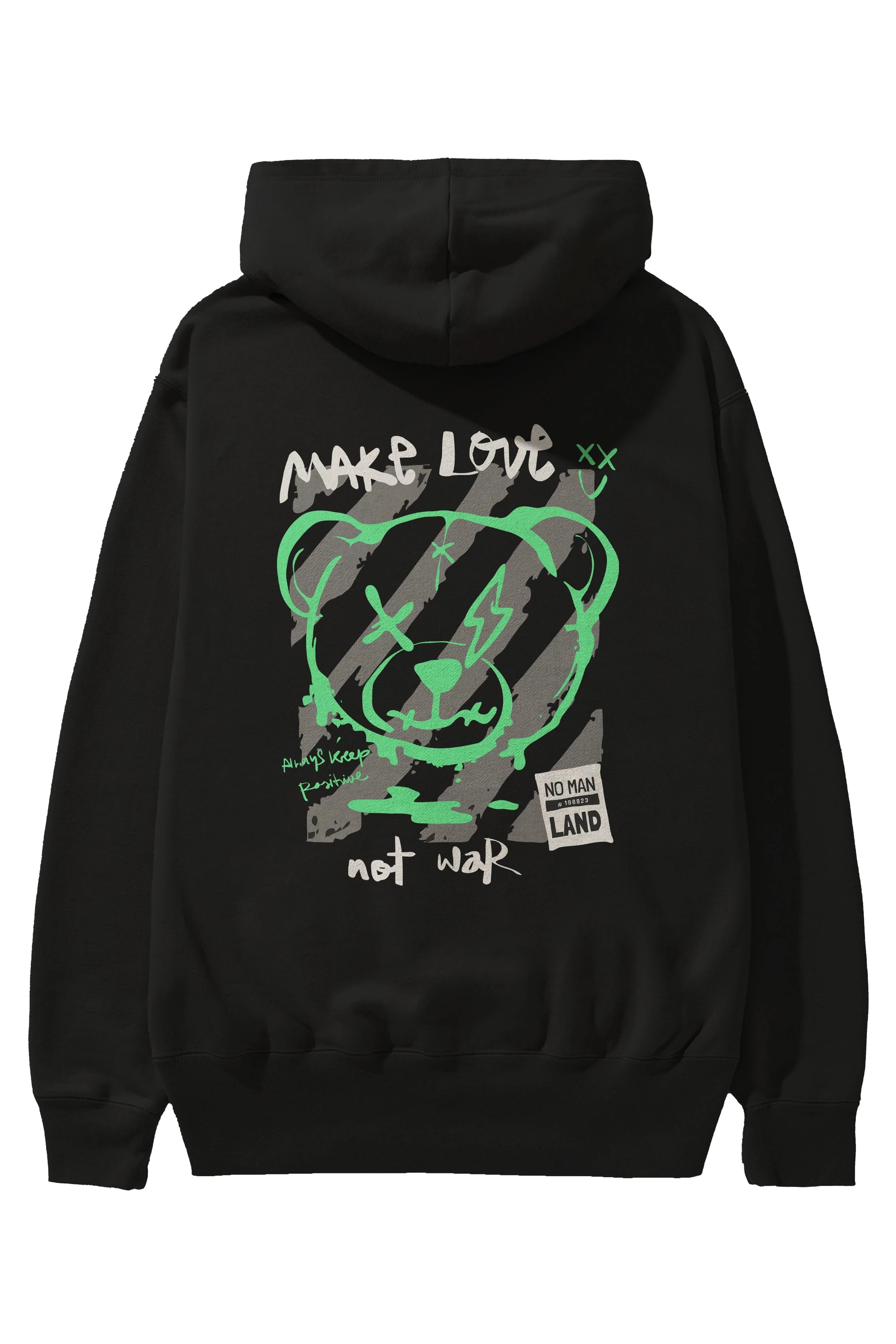 Make Love Bear Arka Baskılı Hoodie Oversize Kapüşonlu Sweatshirt Erkek Kadın Unisex