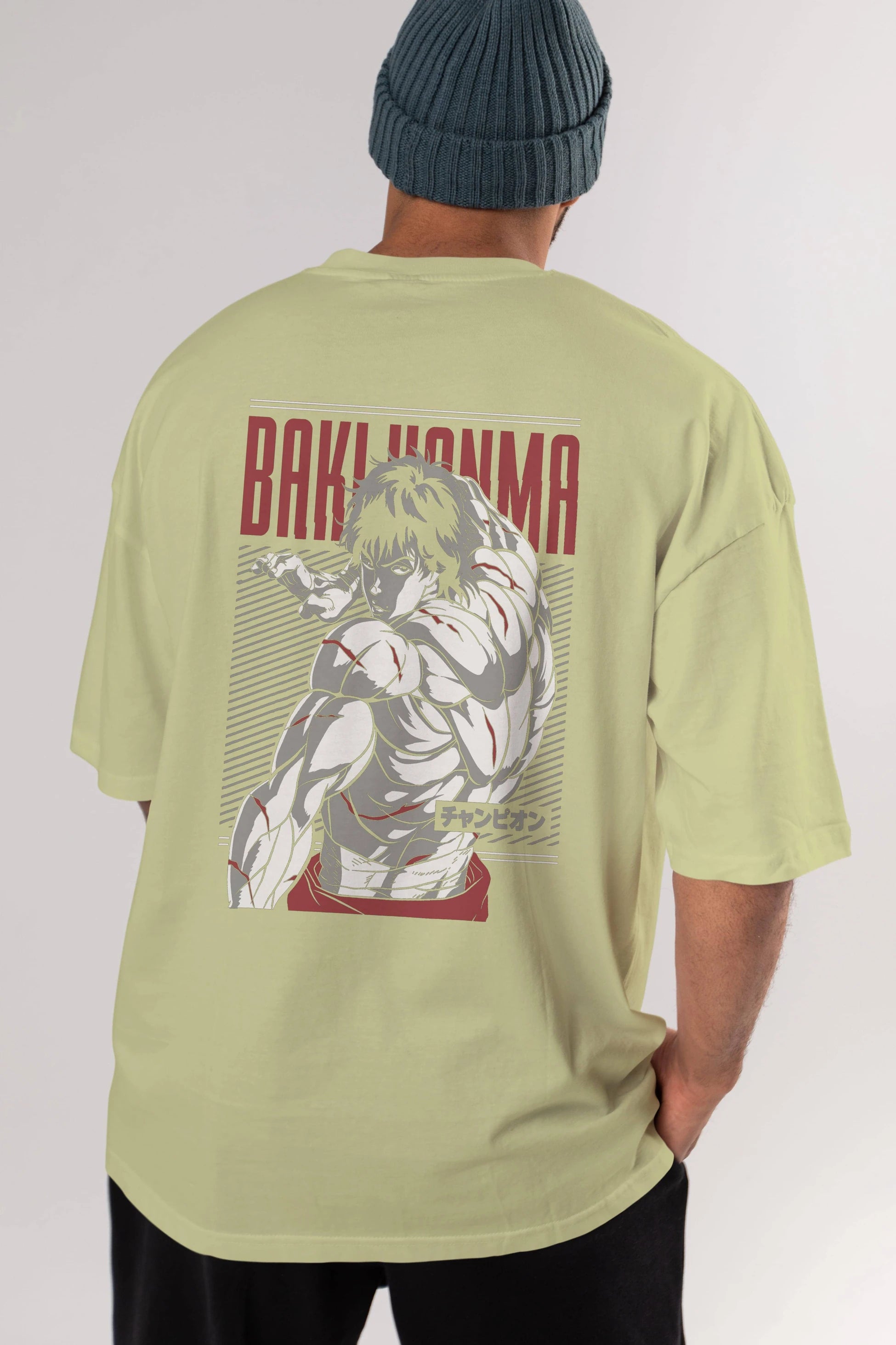 BAKI HANMA Anime Arka Baskılı Oversize t-shirt Erkek Kadın Unisex