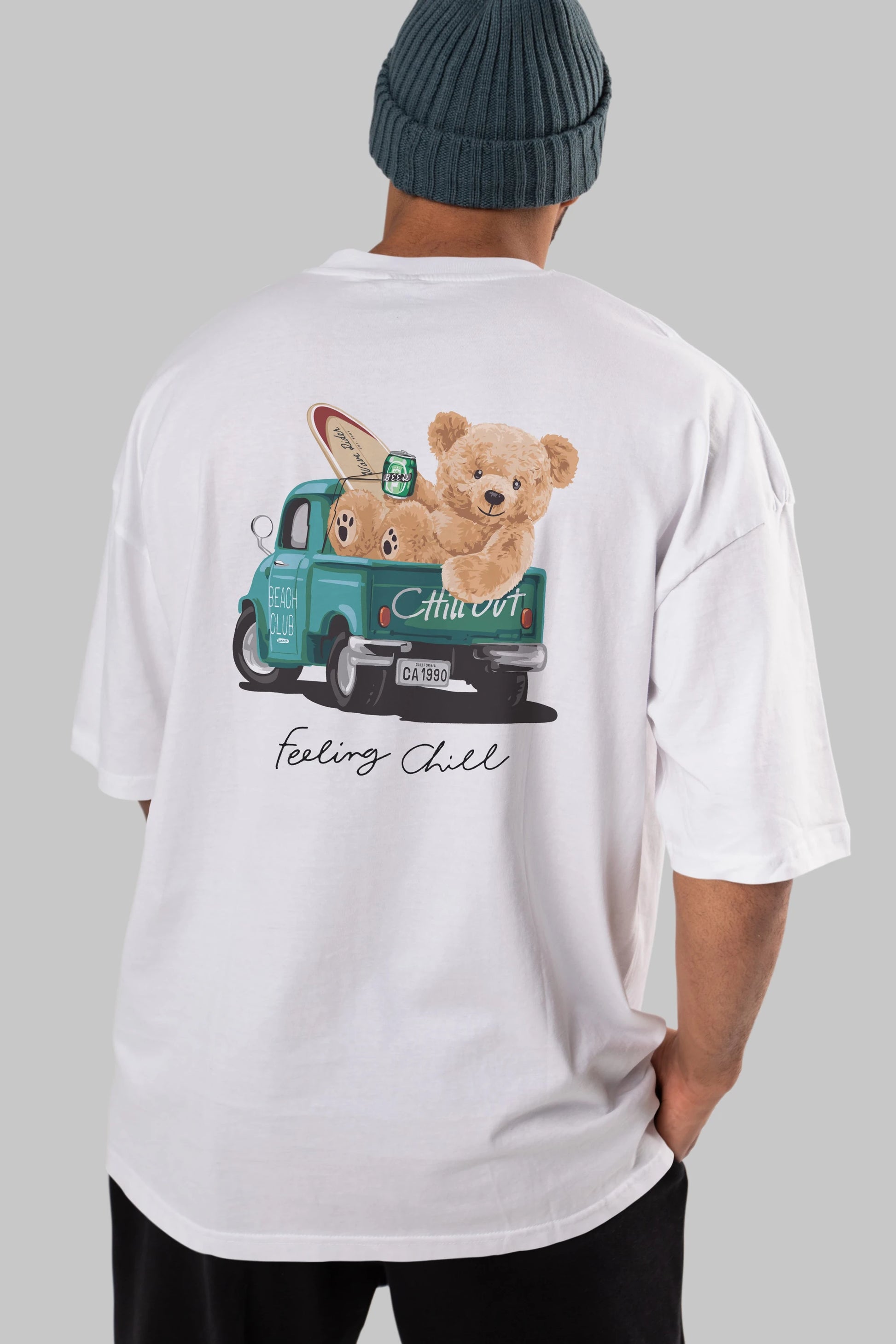 Teddy Bear Chill Out Arka Baskılı Oversize t-shirt Erkek Kadın Unisex %100 Pamuk