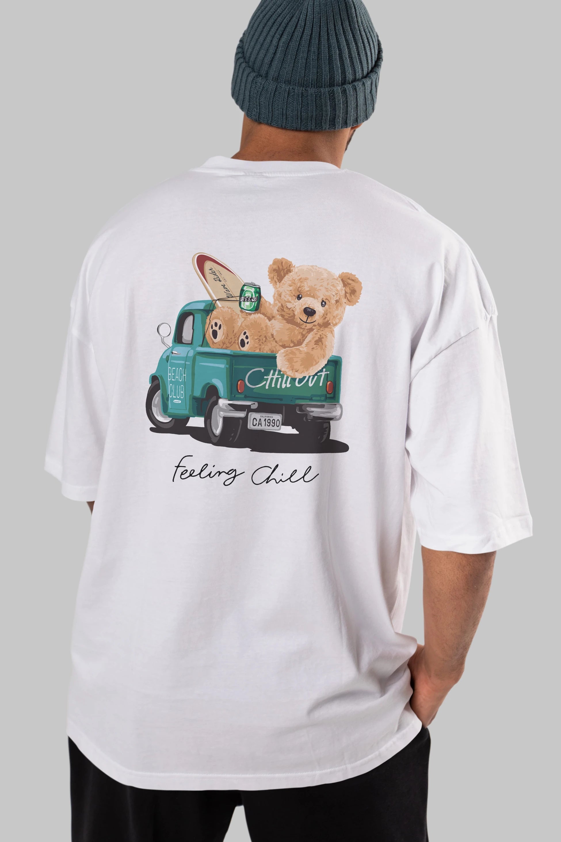 Teddy Bear Chill Out Arka Baskılı Oversize t-shirt Erkek Kadın Unisex %100 Pamuk