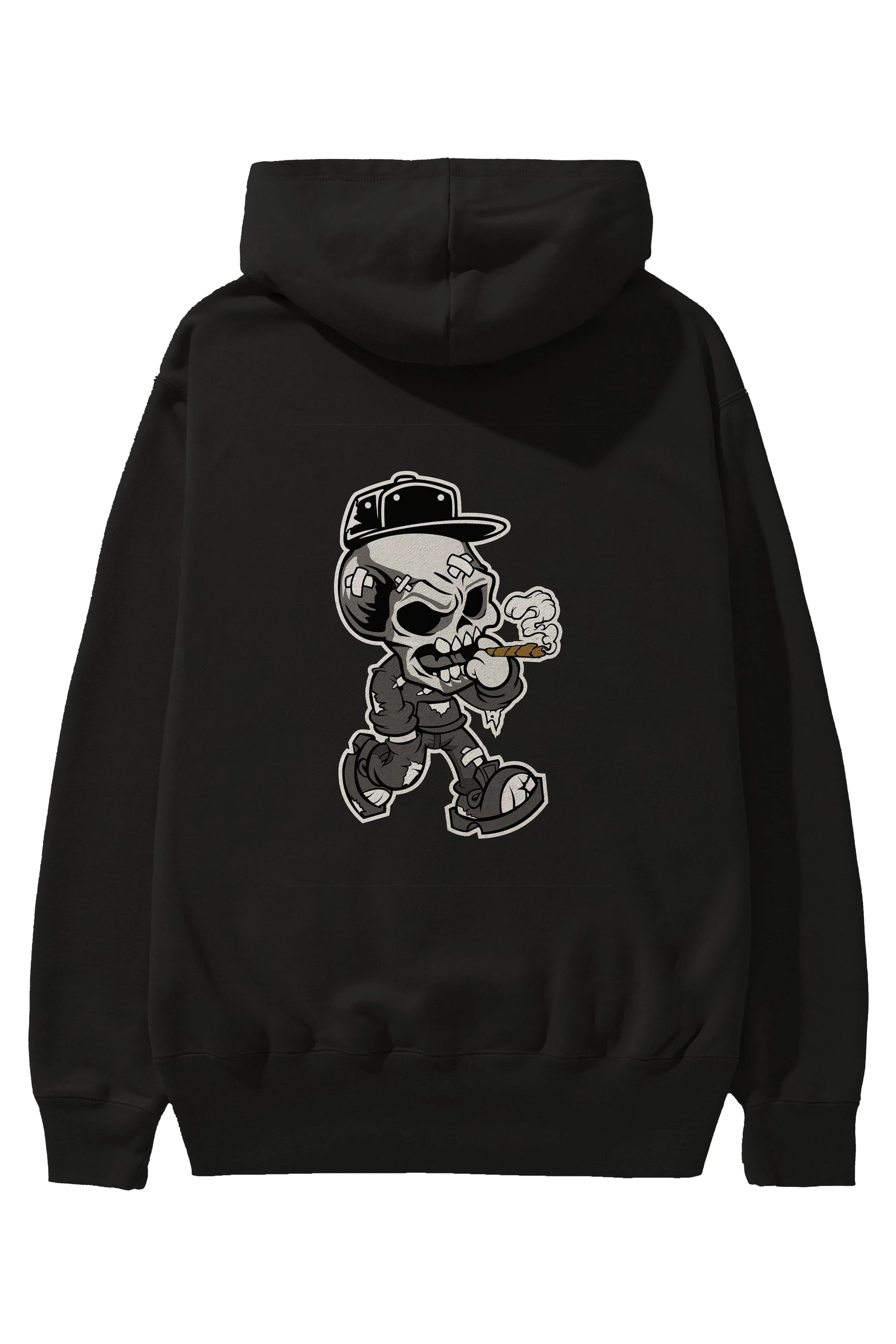 Skull Smoker Arka Baskılı Hoodie Oversize Kapüşonlu Sweatshirt Erkek Kadın Unisex