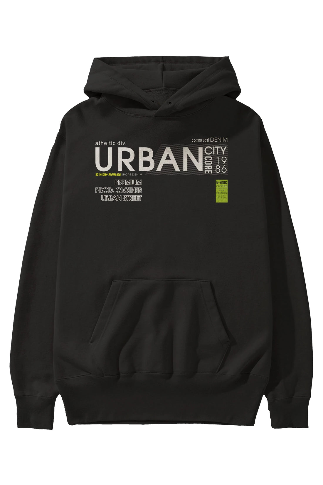 Urban Ön Baskılı Oversize Hoodie Kapüşonlu Sweatshirt Erkek Kadın Unisex