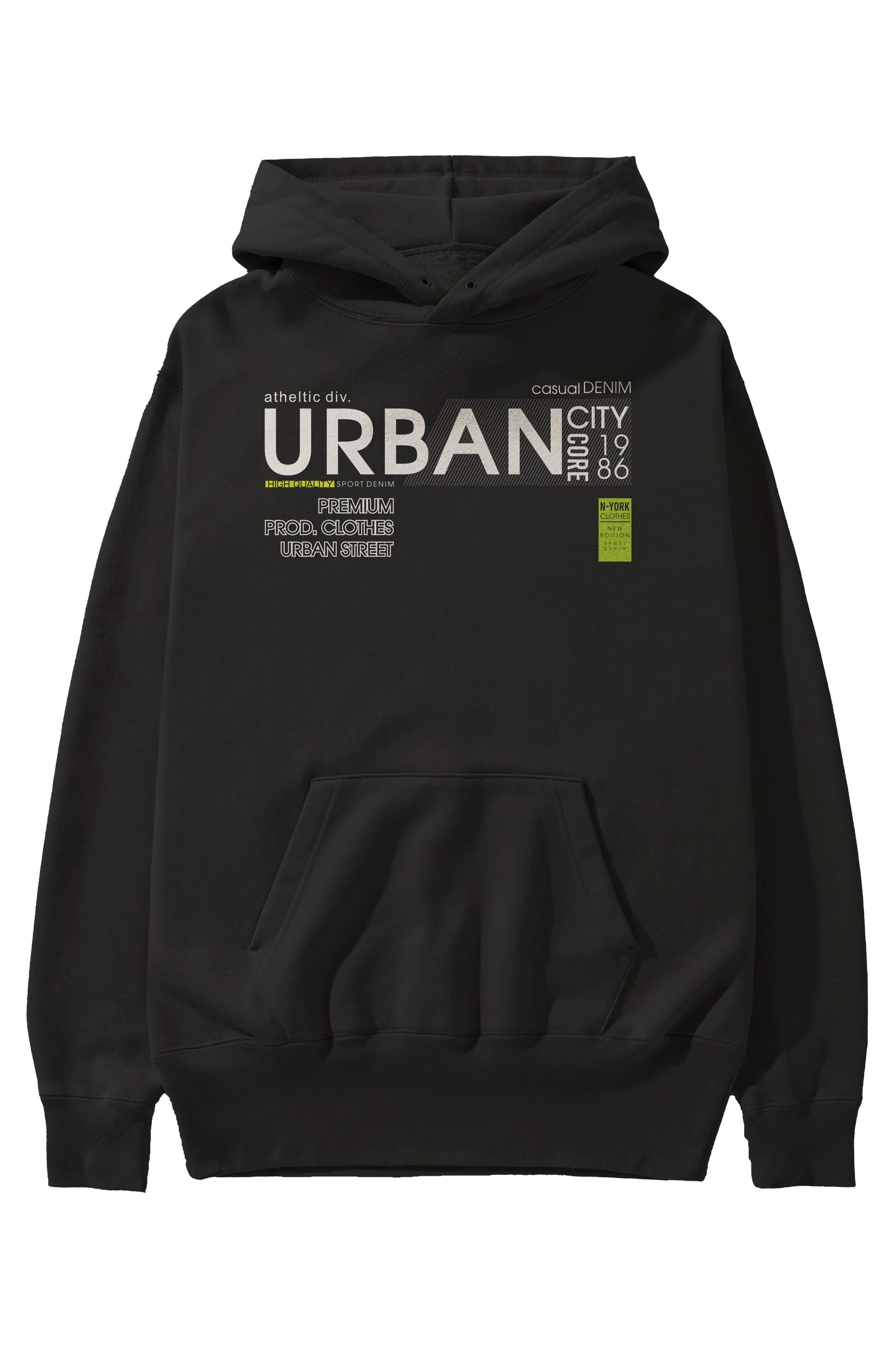 Urban Ön Baskılı Oversize Hoodie Kapüşonlu Sweatshirt Erkek Kadın Unisex