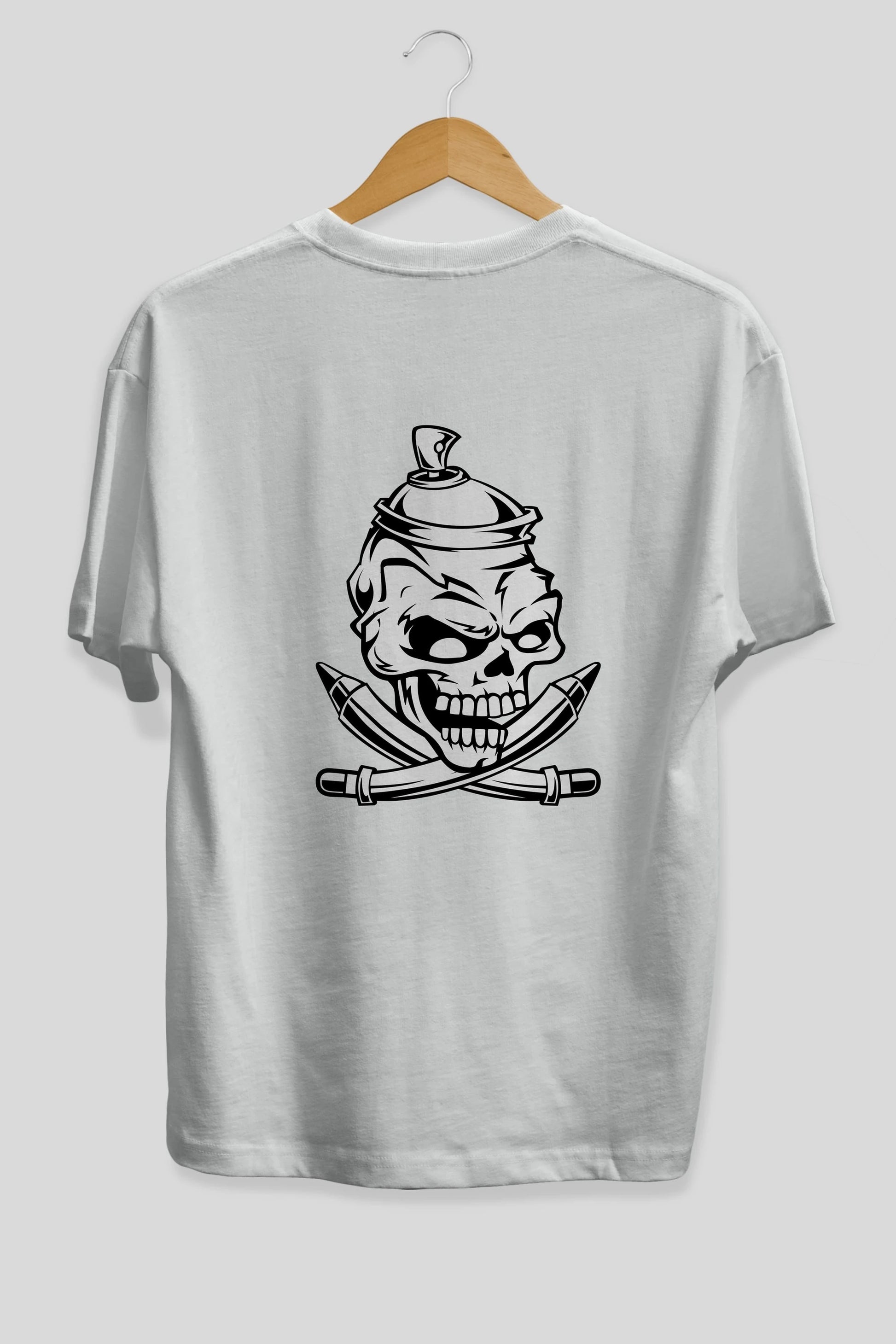 Skull Grafity Arka Baskılı Oversize t-shirt Erkek Kadın Unisex %100 Pamuk tişort