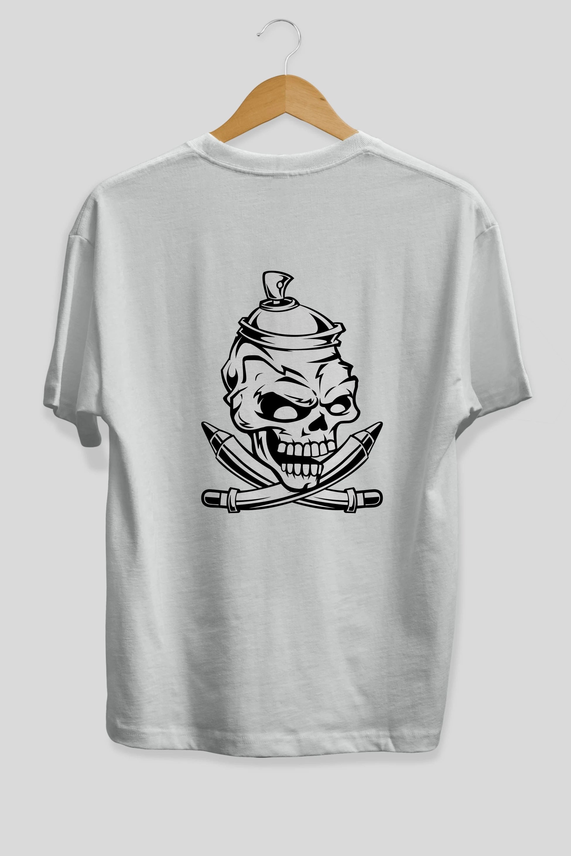 Skull Grafity Arka Baskılı Oversize t-shirt Erkek Kadın Unisex %100 Pamuk tişort