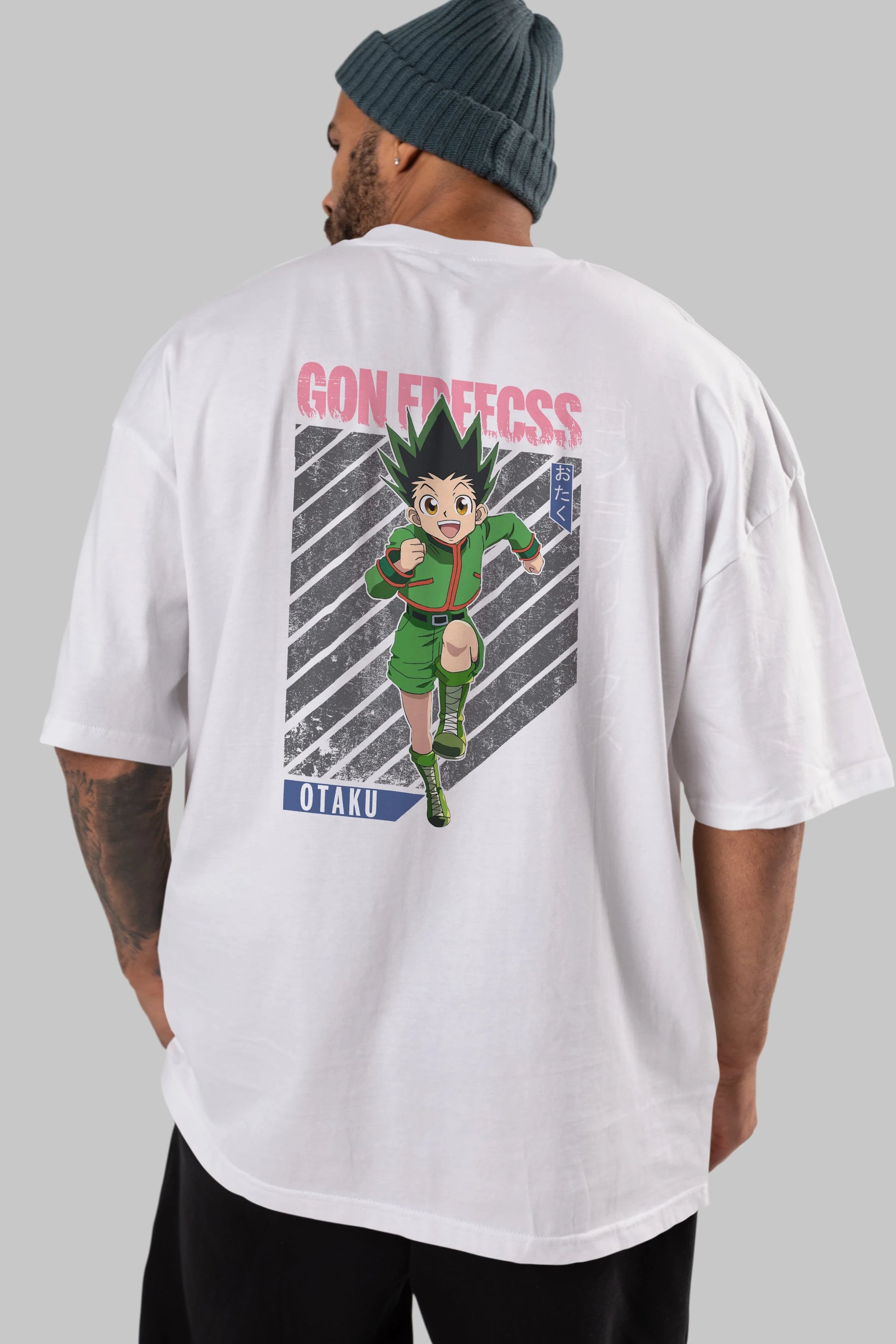 Gon Freecss HUNTER X HUNTER Anime Arka Baskılı Oversize t-shirt Erkek Kadın Unisex