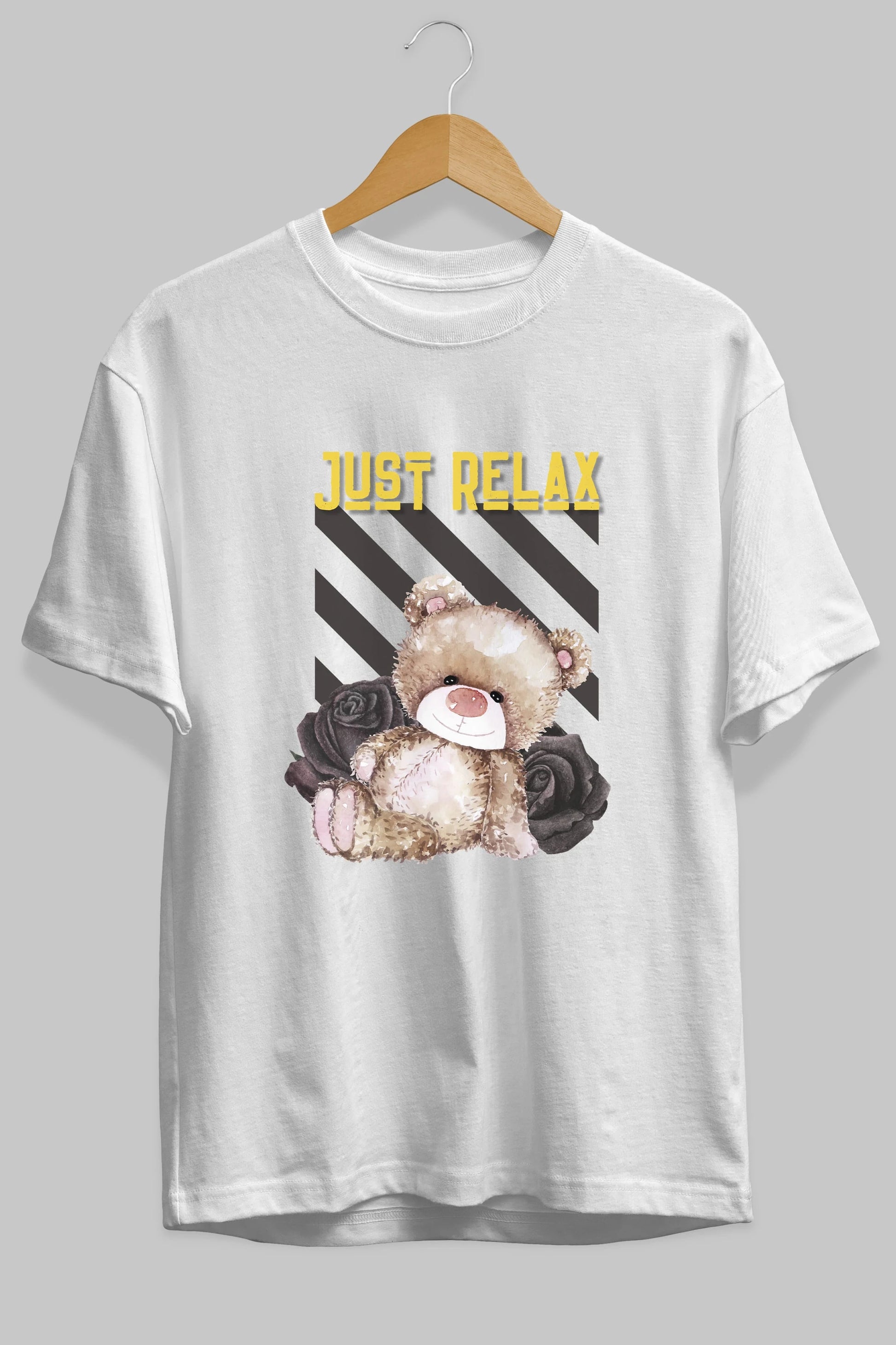 Just Relax Teddy Bear Ön Baskılı Oversize t-shirt Erkek Kadın Unisex
