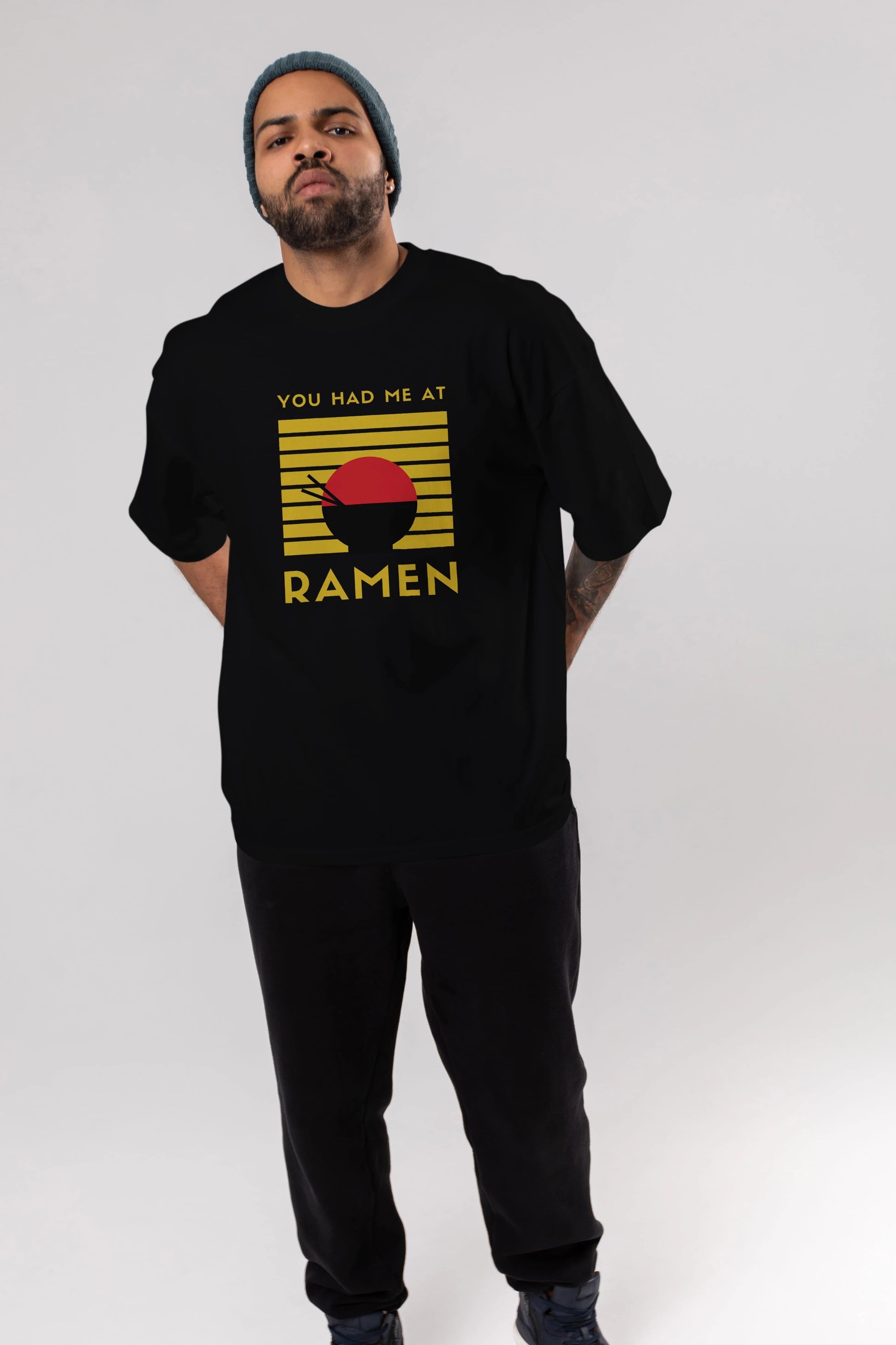 You Had me at Ramen Yazılı Ön Baskılı Oversize t-shirt Erkek Kadın Unisex