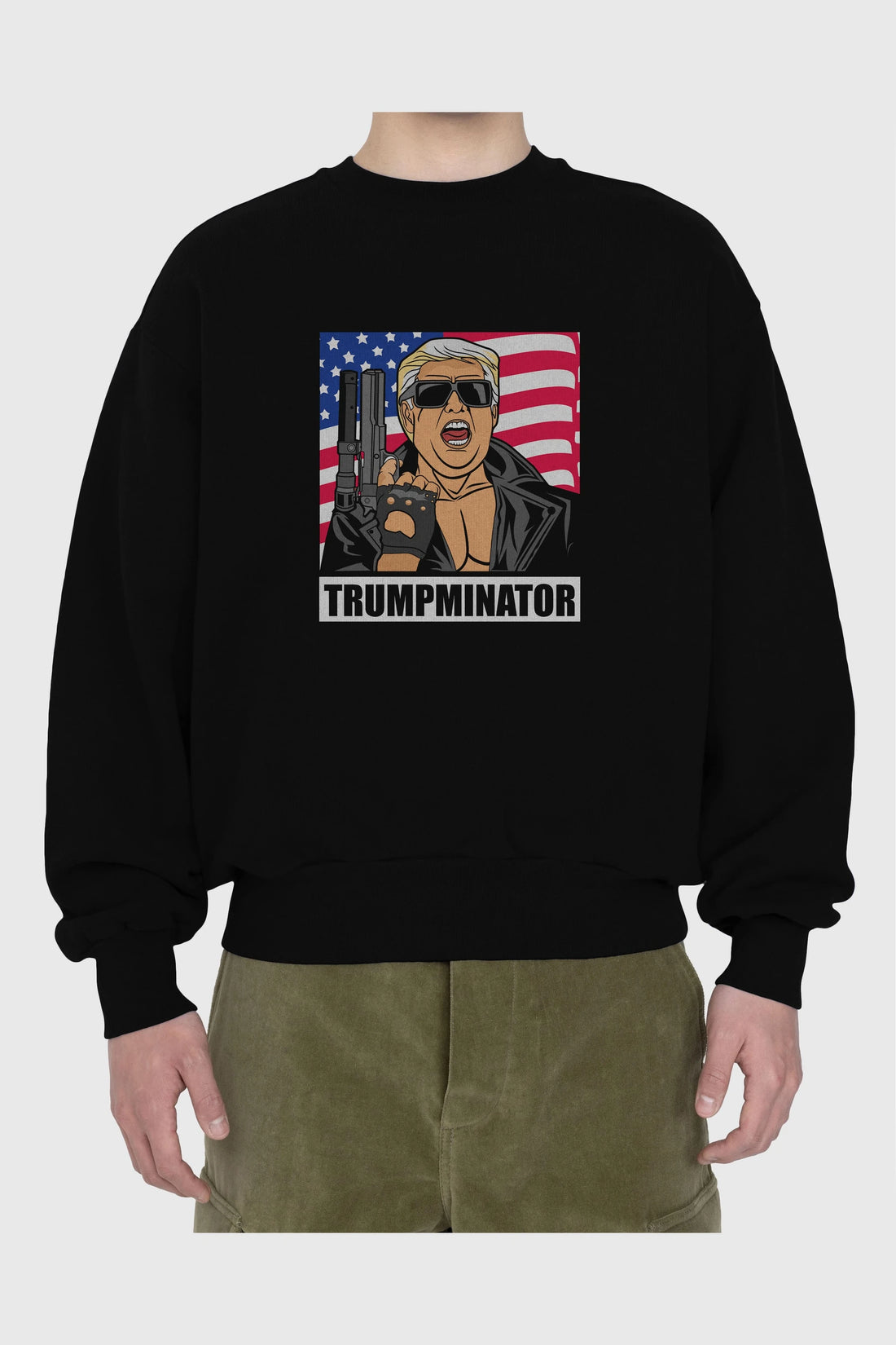 Trumpminator Ön Baskılı Oversize Sweatshirt Erkek Kadın Unisex